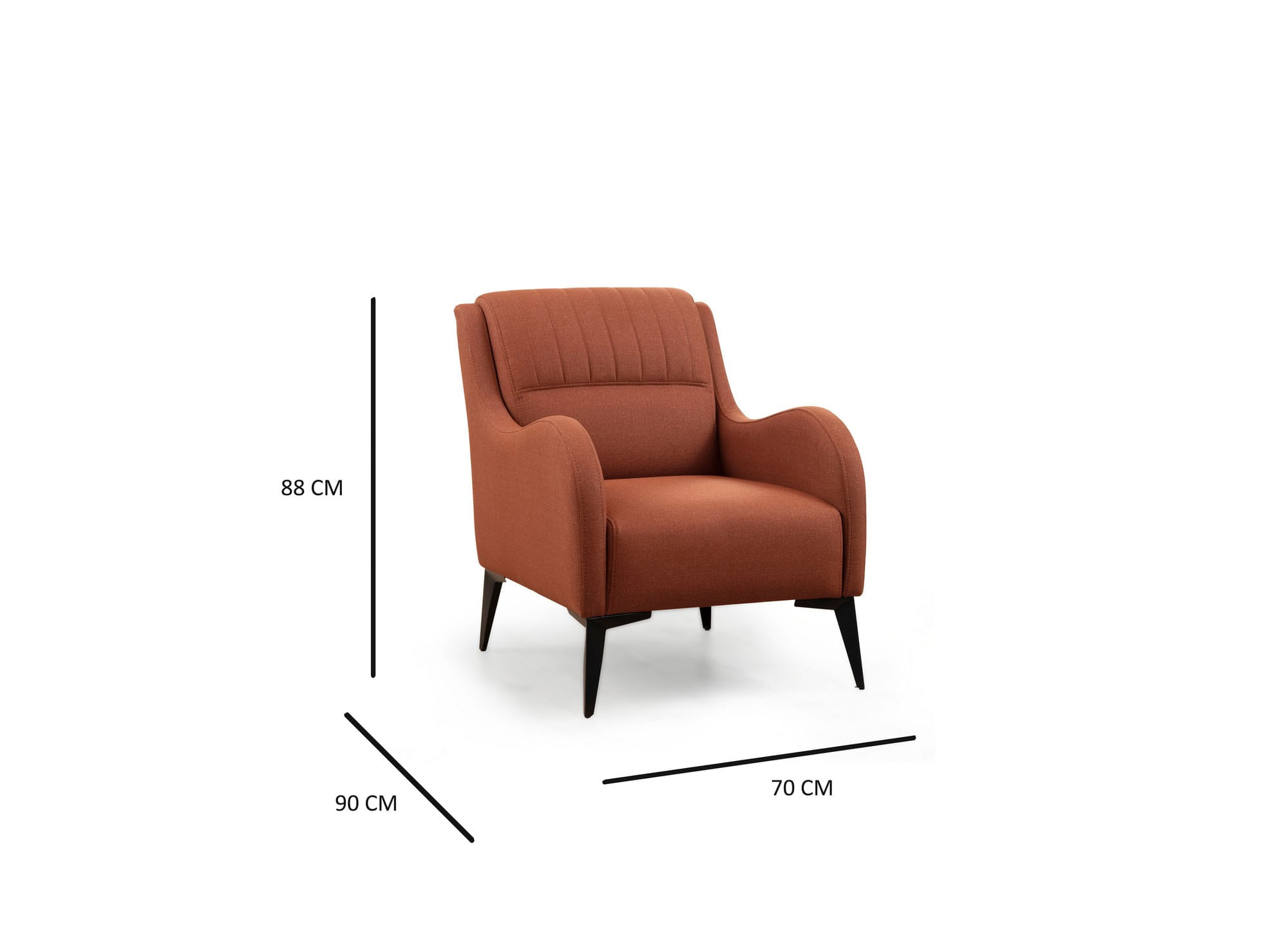 Fotoliu, Atelier Del Sofa, lemn fag si pal, rosu tigla, 70x90x88 cm — imaginea 6