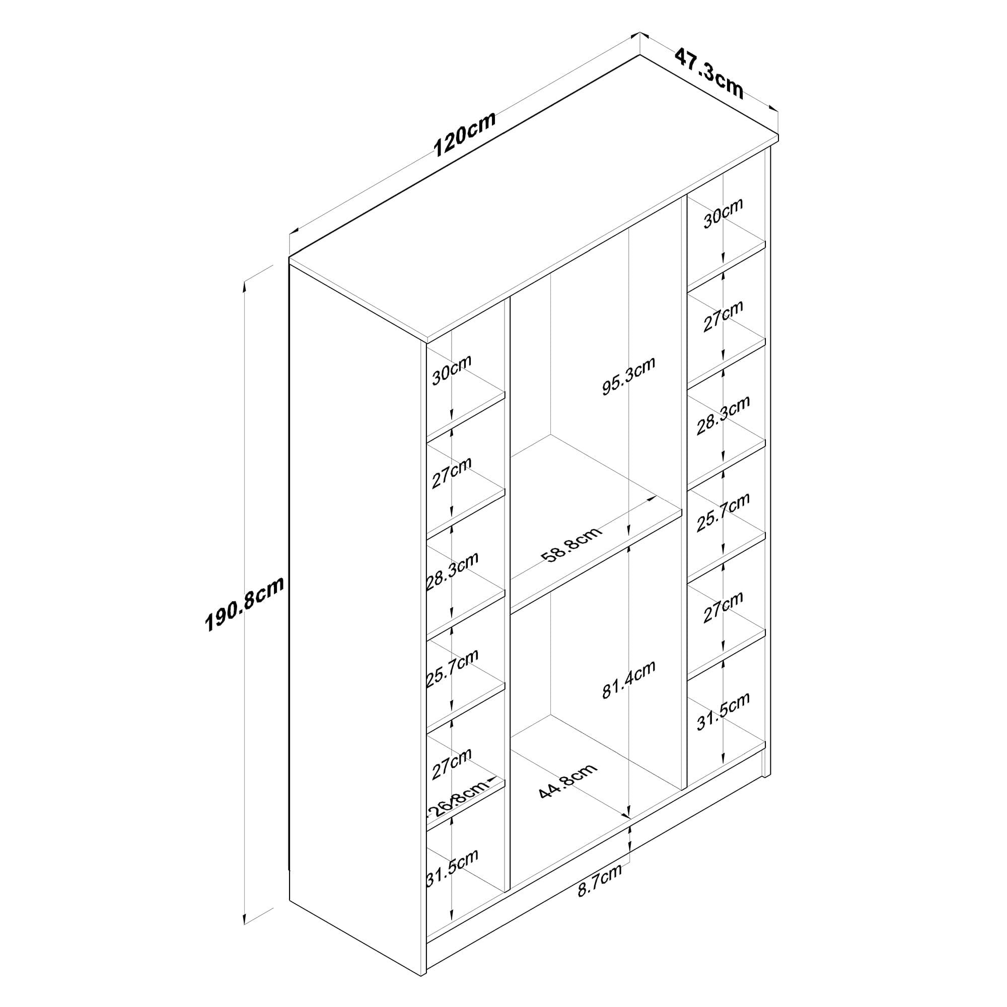 Sifonier, Hanah Home, pal melaminat, nuc si alb, 120x47.3x190.8 cm — imaginea 6