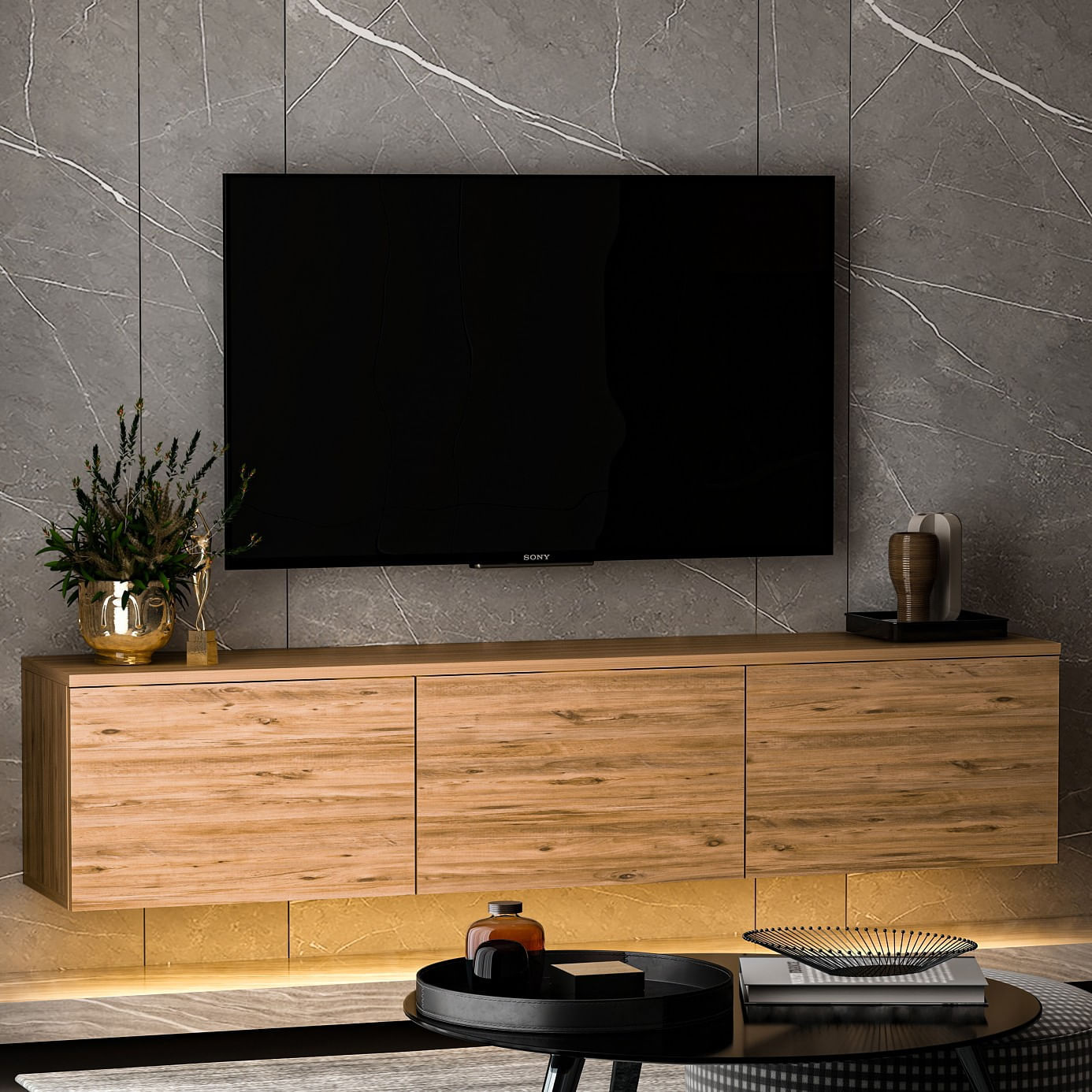 Comoda tv, Hanah Home, pal melaminat, pin atlantic, 160x35x32 cm, 382NRC1128 — imaginea 3