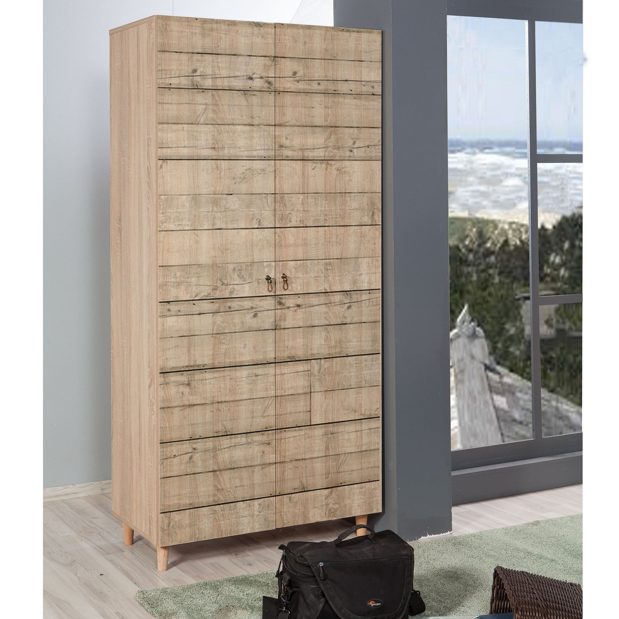 Dulap, Hanah Home, pal melaminat, stejar sonoma, 90x52x192 cm, 863SPH4206 — imaginea 7
