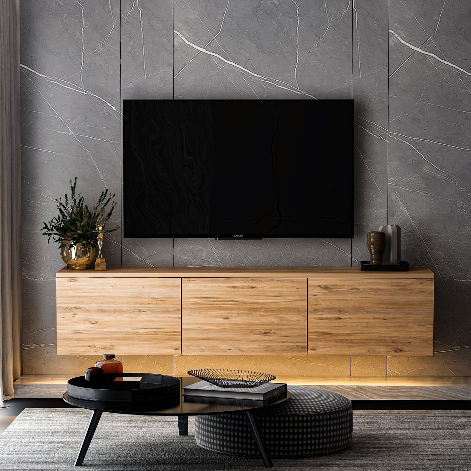 Comoda tv, Hanah Home, pal melaminat, pin atlantic, 160x35x32 cm, 382NRC1128 — imaginea 5
