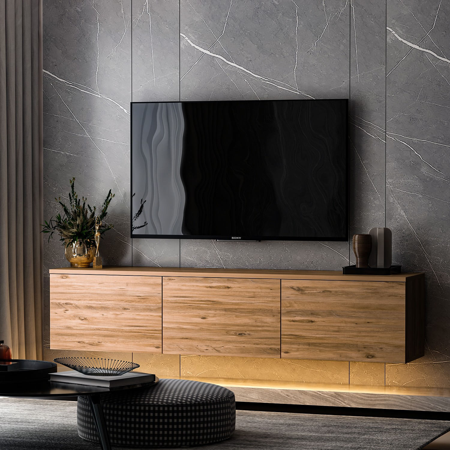 Comoda tv, Hanah Home, pal melaminat, pin atlantic, 160x35x32 cm, 382NRC1128 — imaginea 8