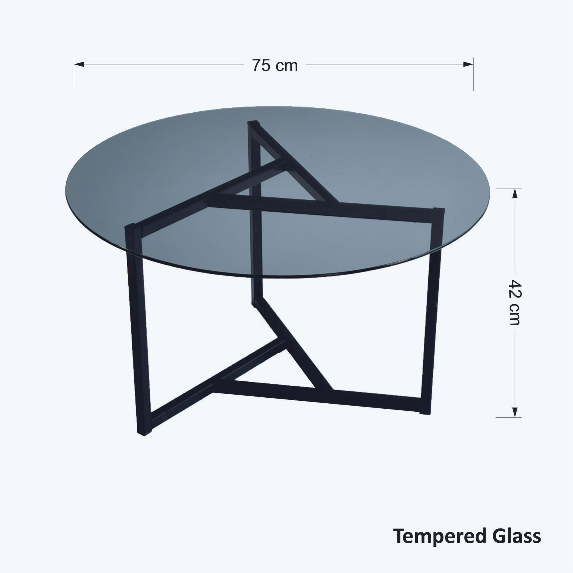 Masuta de cafea, Hanah Home, metal si sticla temperata, fume si negru, 75x75x42 cm — imaginea 9