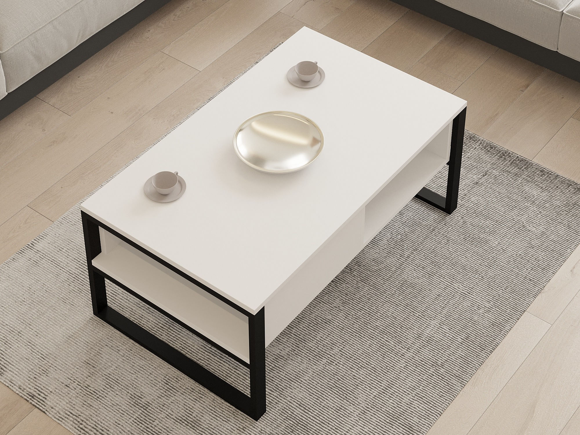 Masuta de cafea, Hanah Home, pal melaminat, alb, 100x60x44 cm — imaginea 4