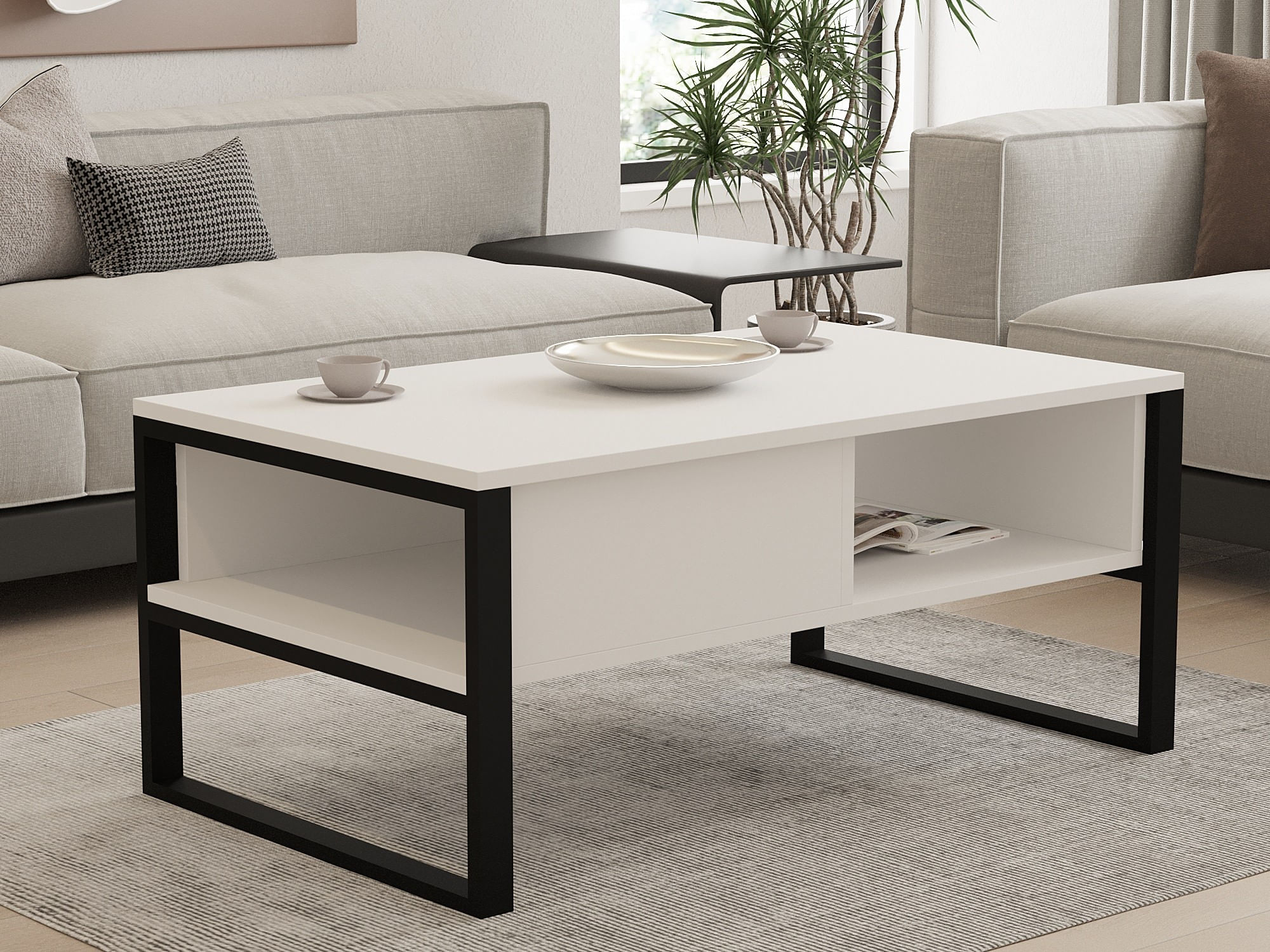 Masuta de cafea, Hanah Home, pal melaminat, alb, 100x60x44 cm — imaginea 5