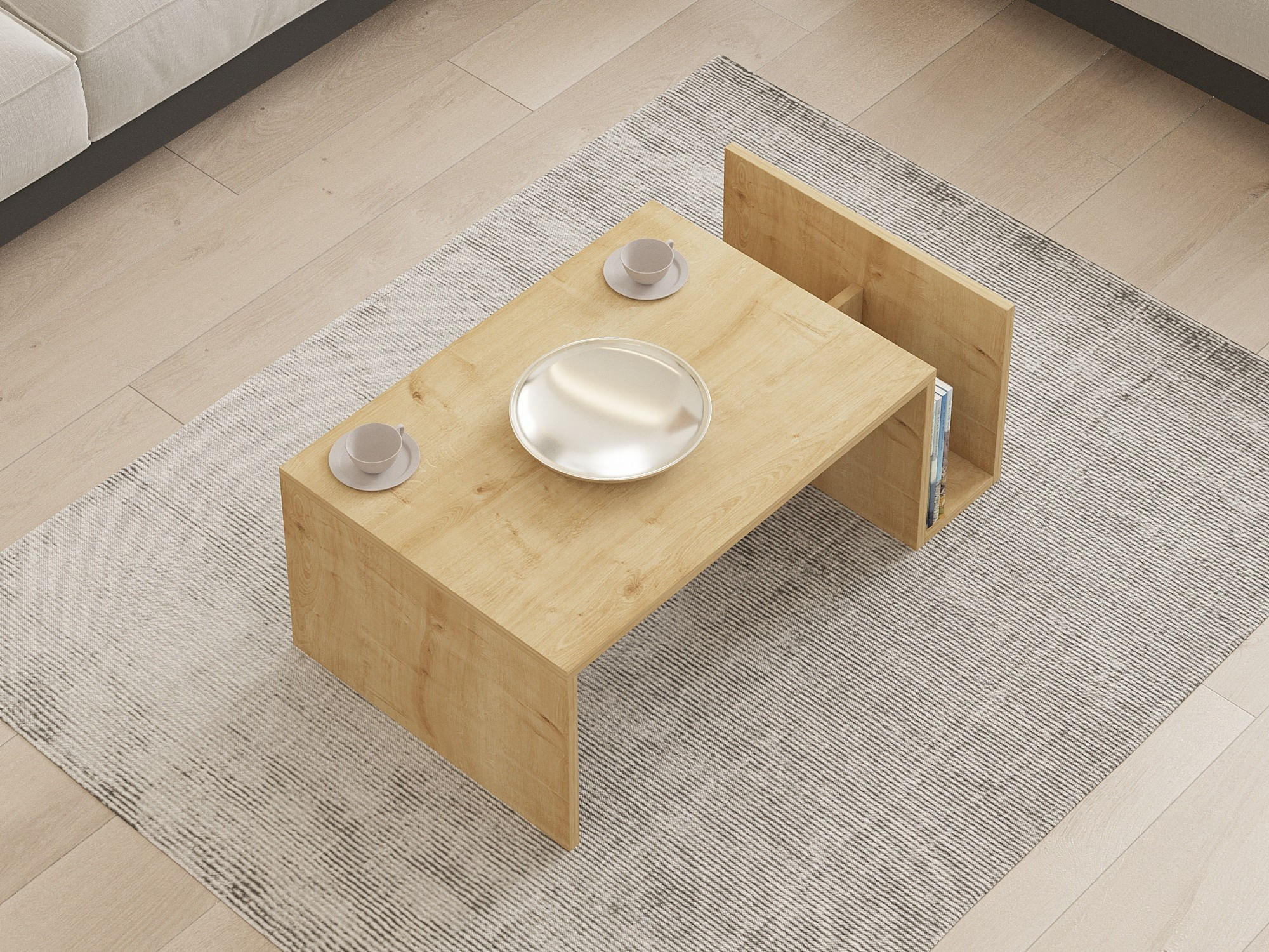Masuta de cafea, Hanah Home, pal melaminat, stejar safir, 86.8x50x32.4 cm — imaginea 4