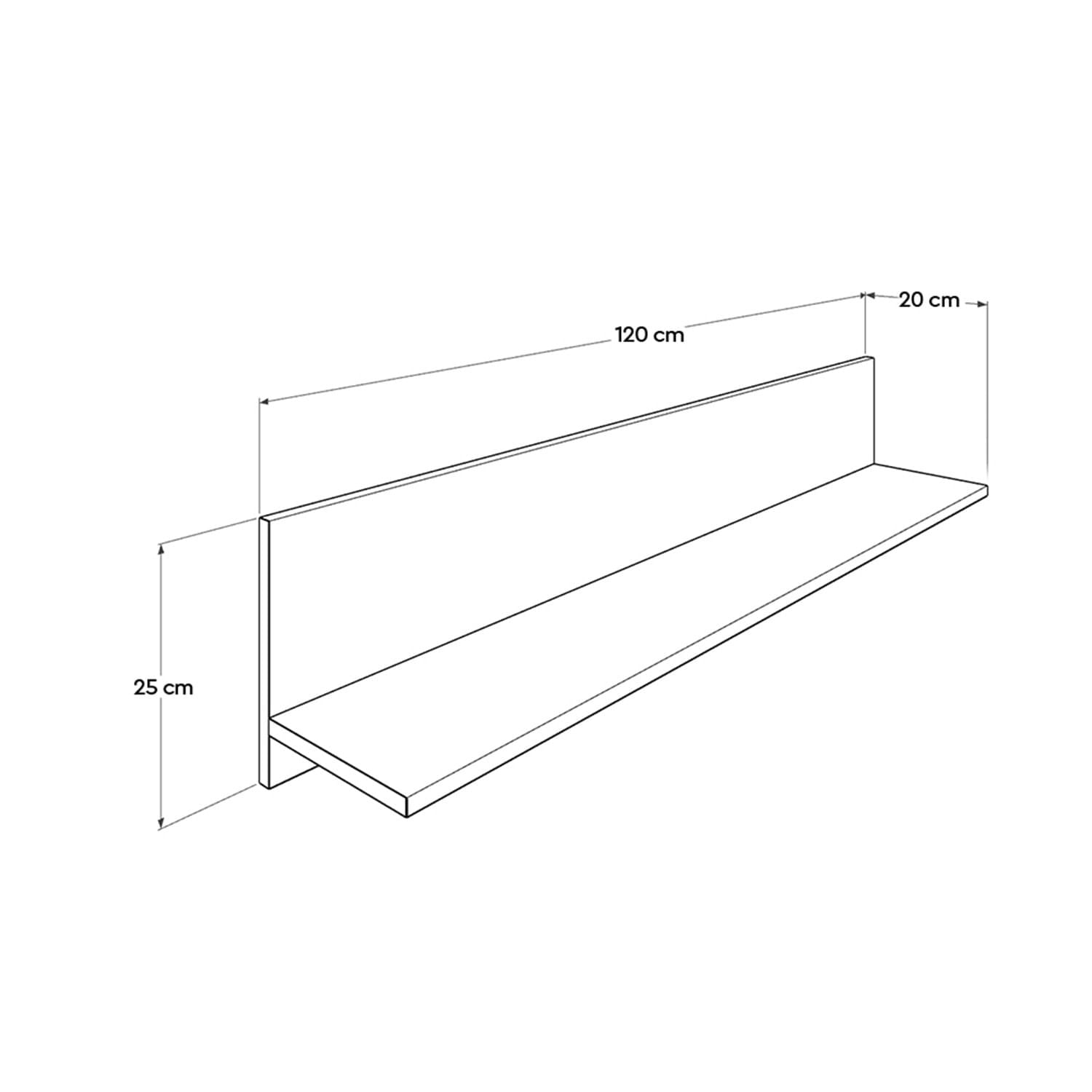 Raft de perete, Hanah Home, pal melaminat, alb, 120x25x20 cm — imaginea 10