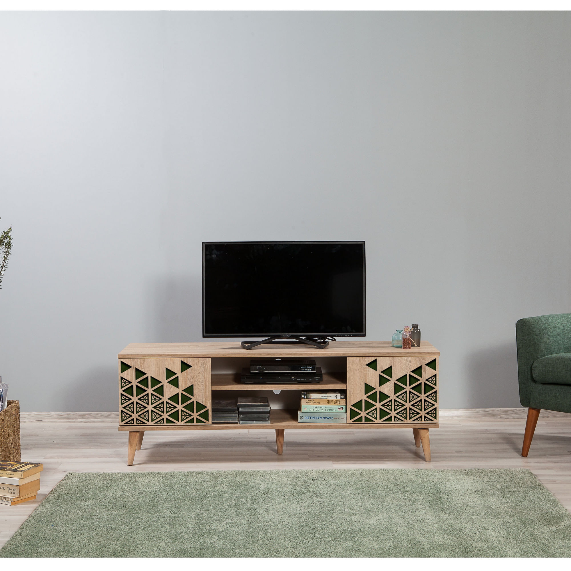 Comoda tv, Hanah Home, pal melaminat, stejar sonoma, 140x40x50 cm, 863SPH3026 — imaginea 3