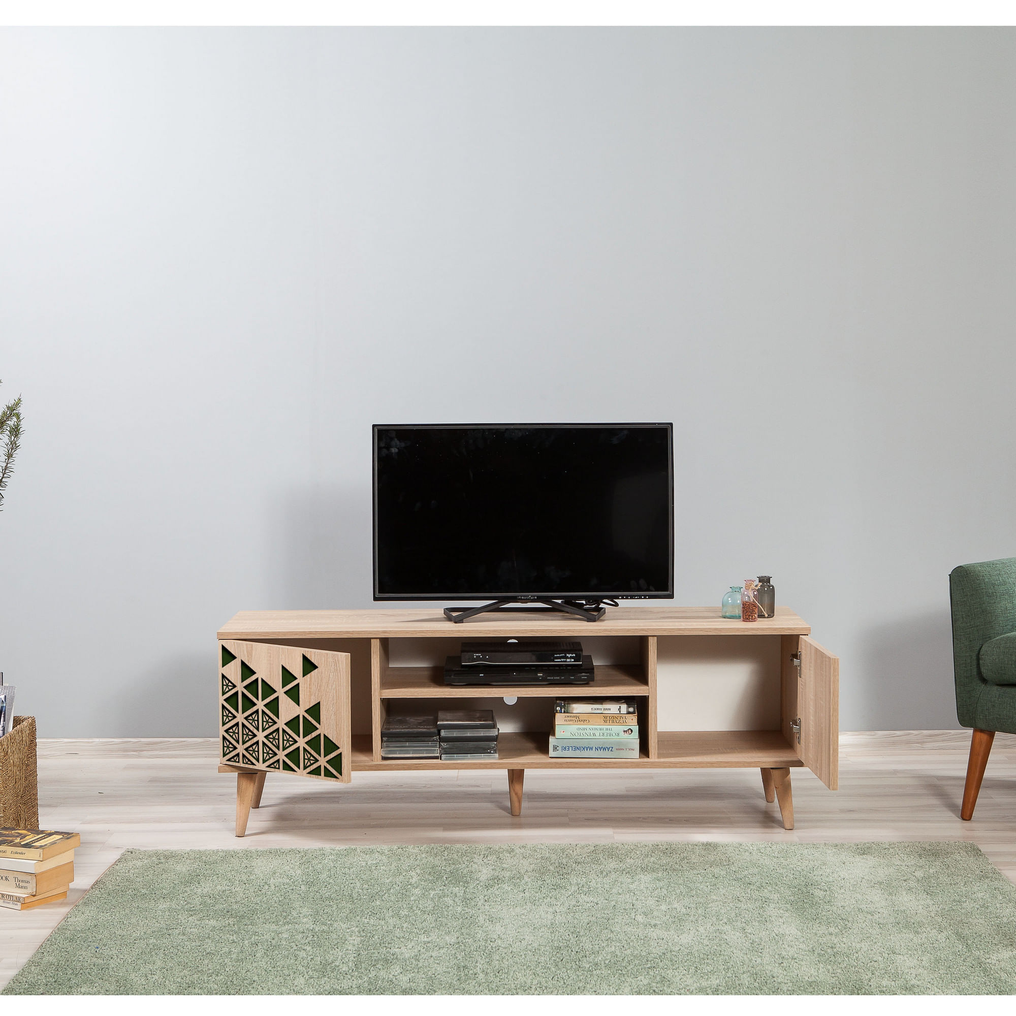Comoda tv, Hanah Home, pal melaminat, stejar sonoma, 140x40x50 cm, 863SPH3026 — imaginea 4