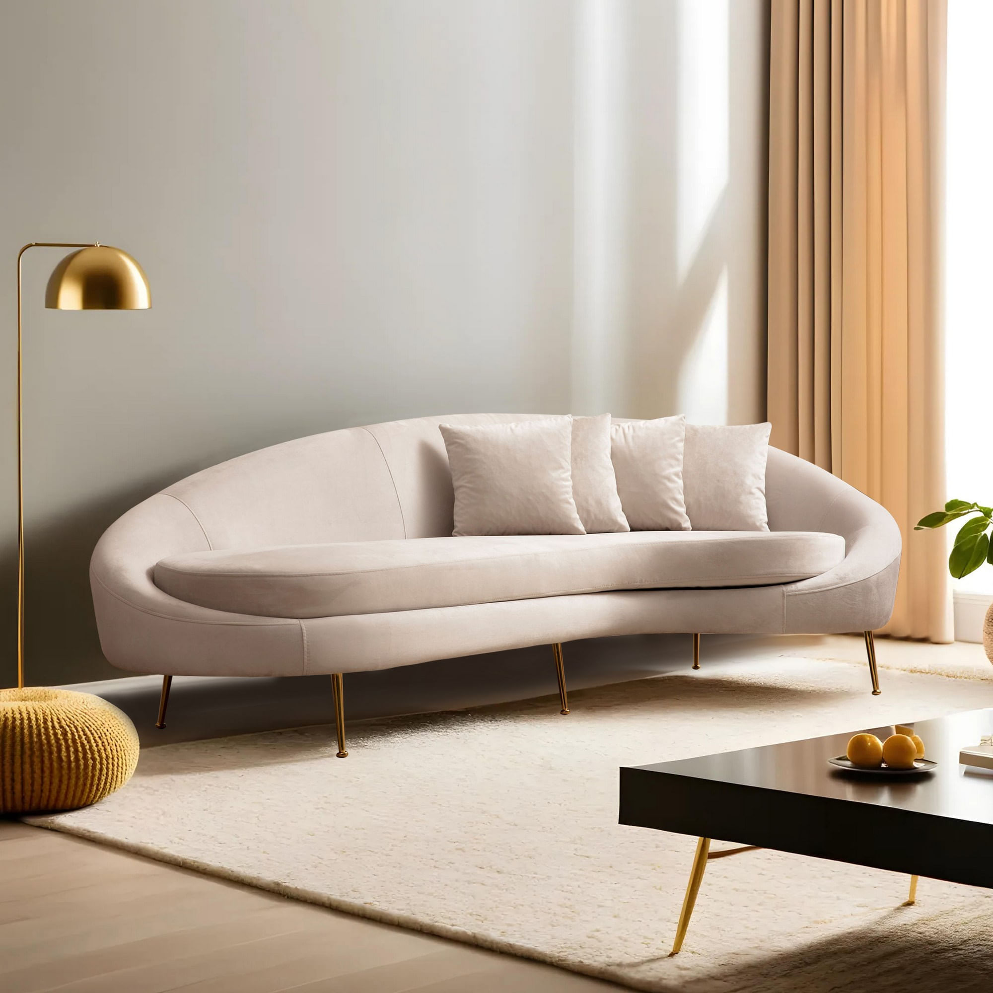 Canapea 3 locuri, Hanah Home, lemn fag si pal, bej, 255x120x85 cm, 560ARE1349 — imaginea 5