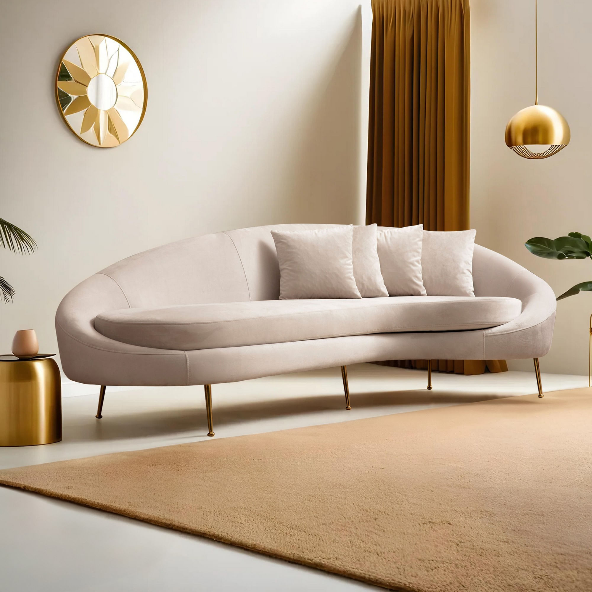 Canapea 3 locuri, Hanah Home, lemn fag si pal, bej, 255x120x85 cm, 560ARE1349 — imaginea 6