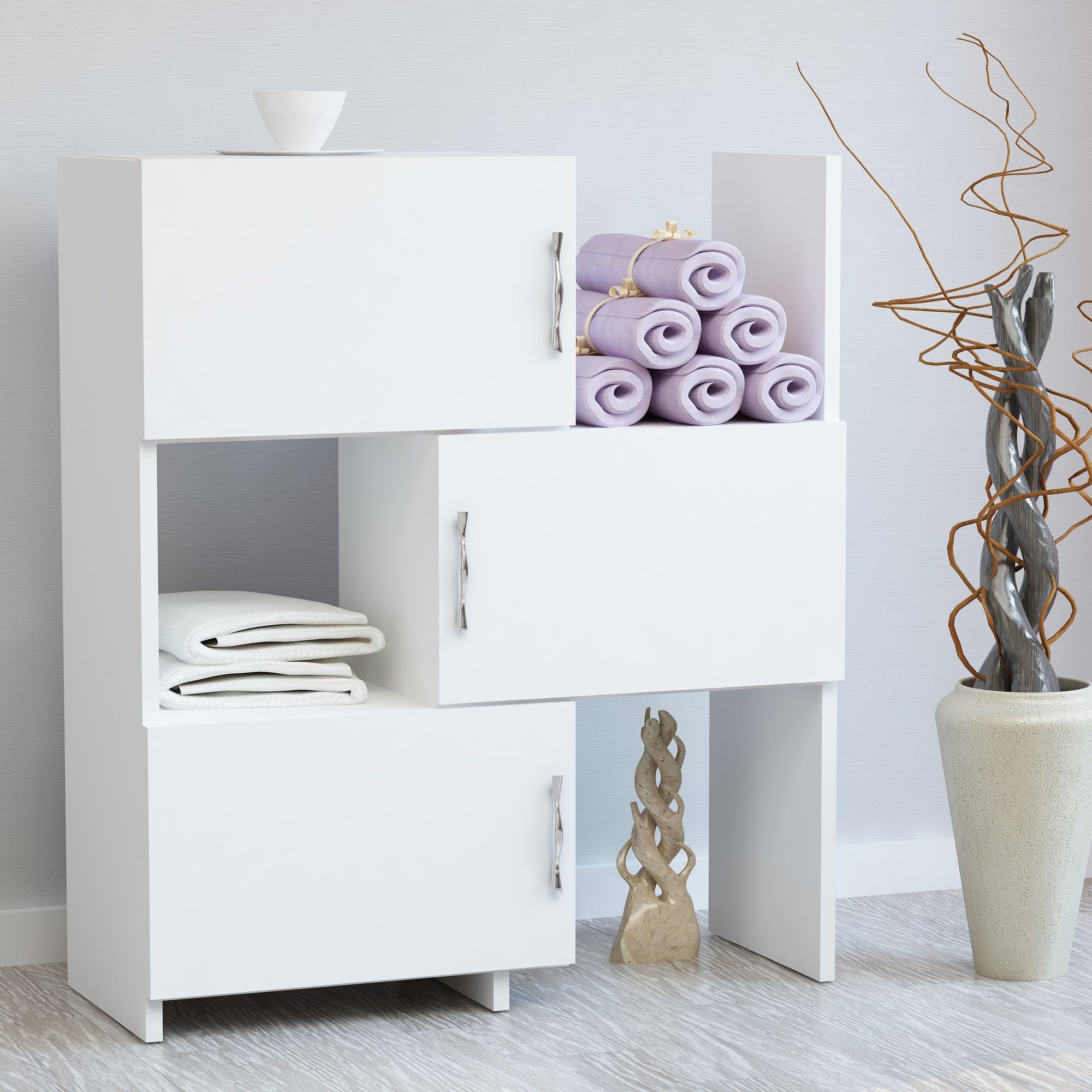 Dulap multifunctional, Hanah Home, pal melaminat, alb, 65x31.5x89.8 cm — imaginea 2