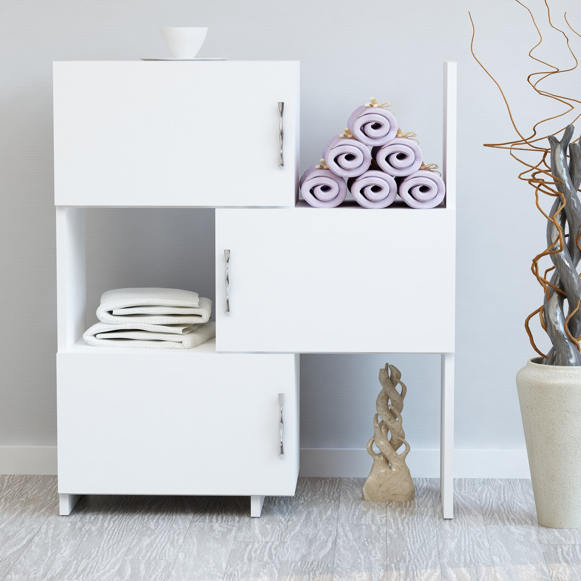 Dulap multifunctional, Hanah Home, pal melaminat, alb, 65x31.5x89.8 cm — imaginea 3