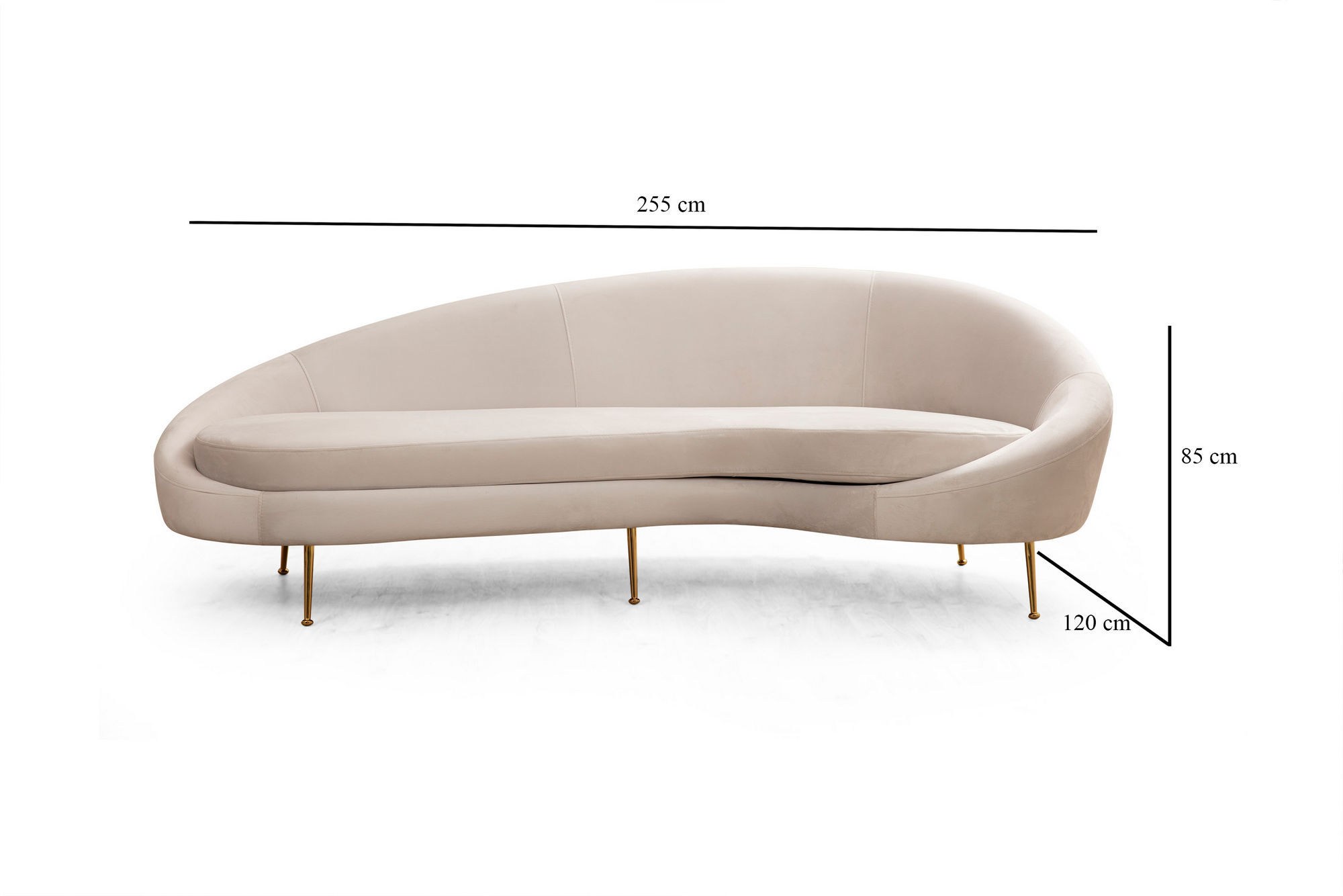 Canapea 3 locuri, Hanah Home, lemn fag si pal, bej, 255x120x85 cm, 560ARE1349 — imaginea 8