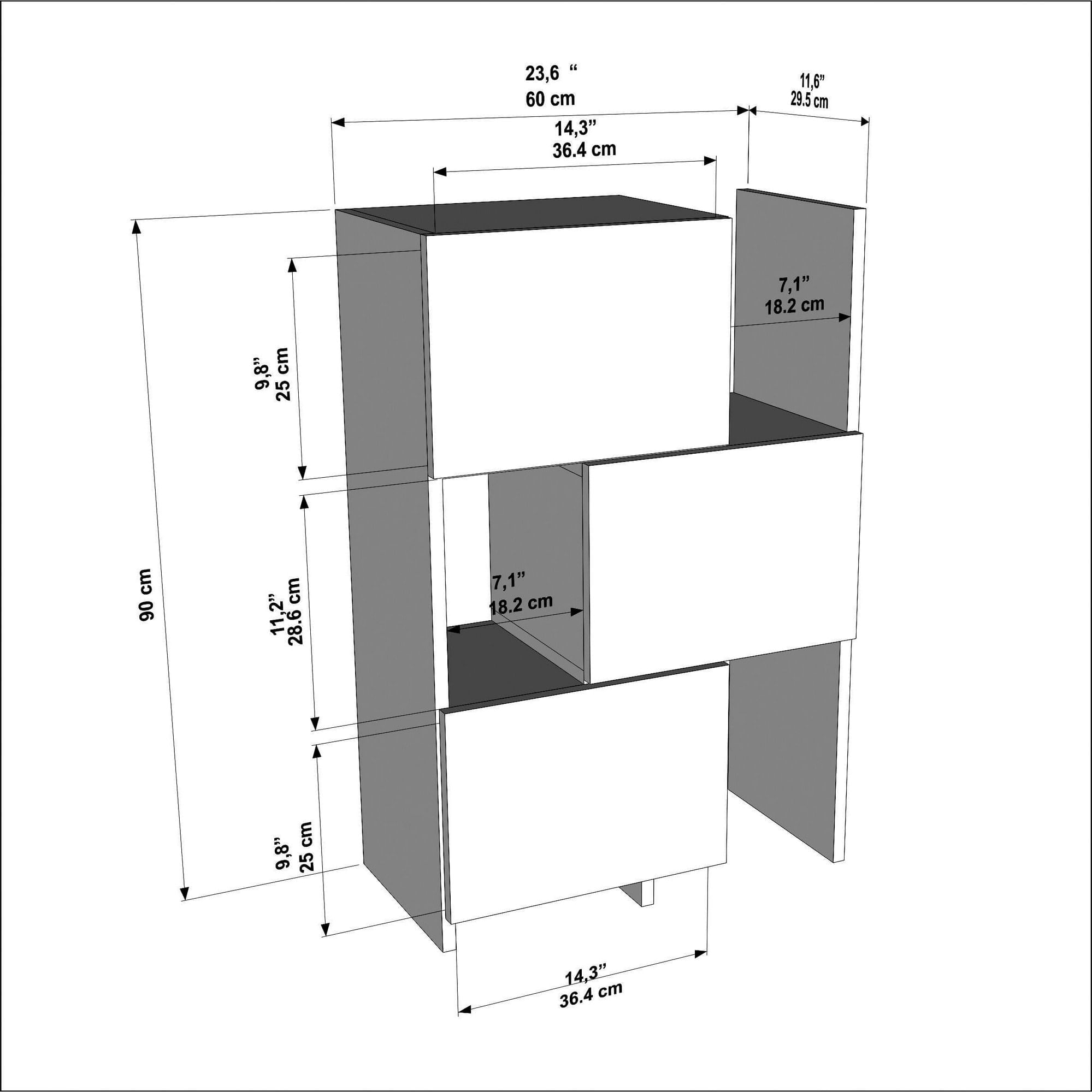 Dulap multifunctional, Hanah Home, pal melaminat, alb, 65x31.5x89.8 cm — imaginea 7
