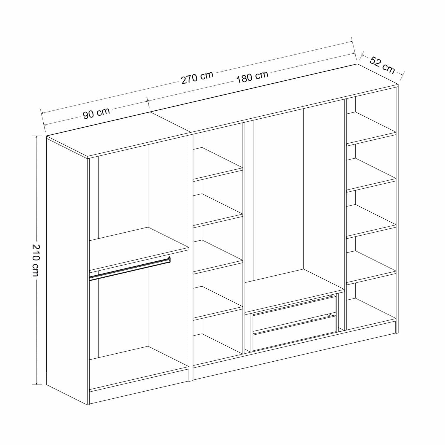 Dulap, Hanah Home, pal melaminat, antracit, 270x52x210 cm — imaginea 8