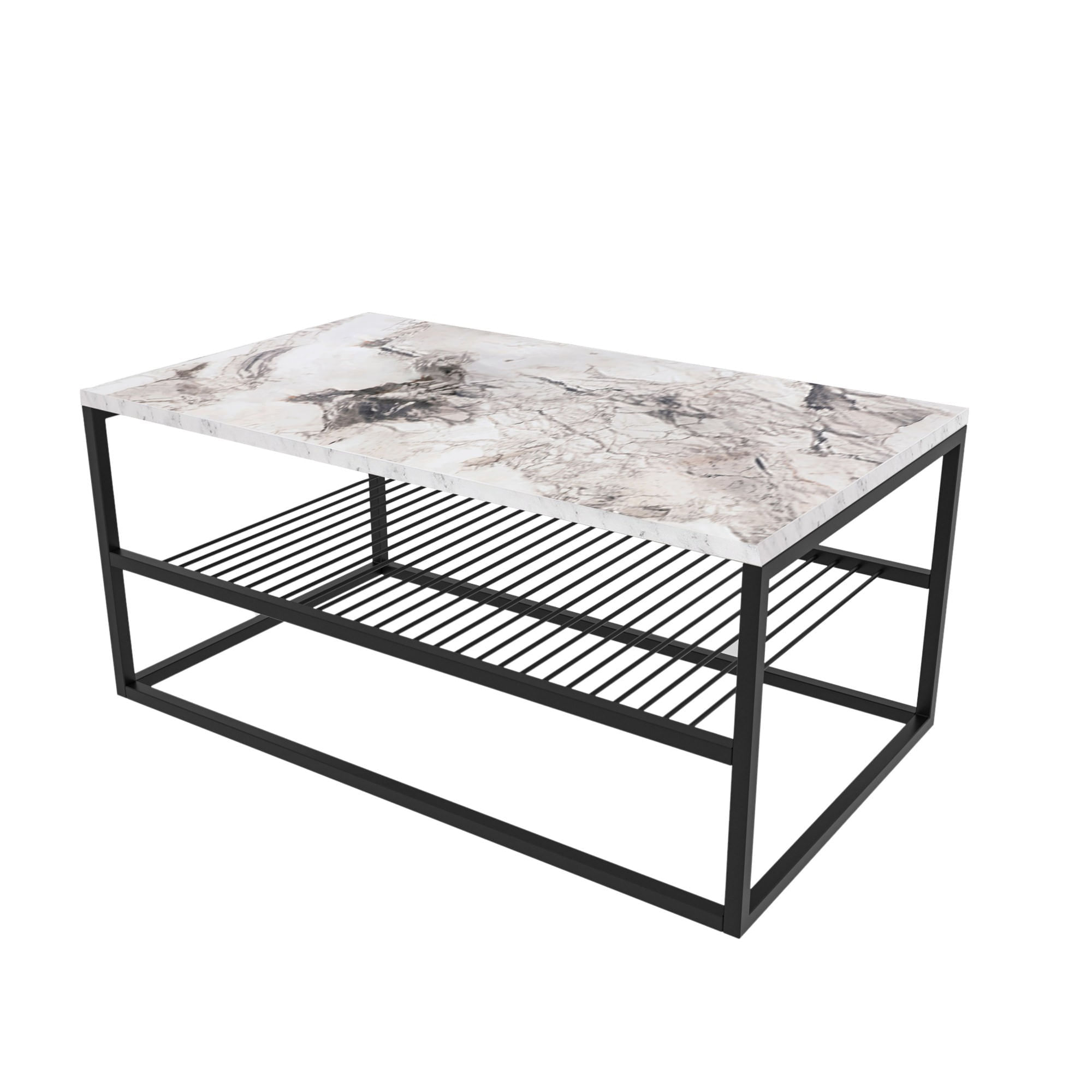Masuta de cafea, Hanah Home, pal melaminat, alb si negru, 95x55x43 cm — imaginea 2