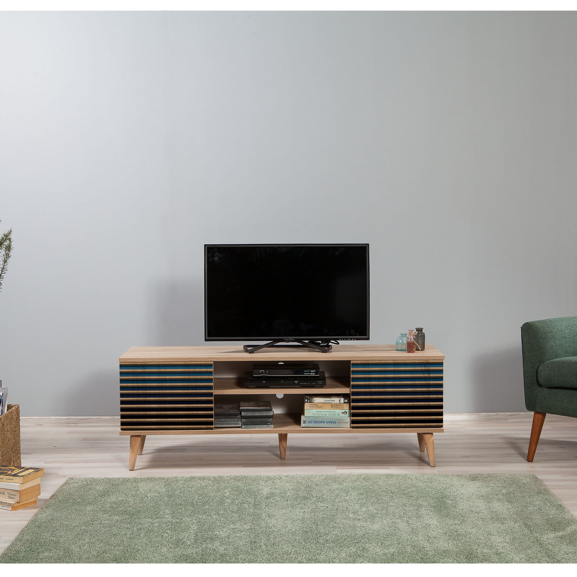 Comoda tv, Hanah Home, pal melaminat, stejar sonoma, 140x40x50 cm, 863SPH3031 — imaginea 3