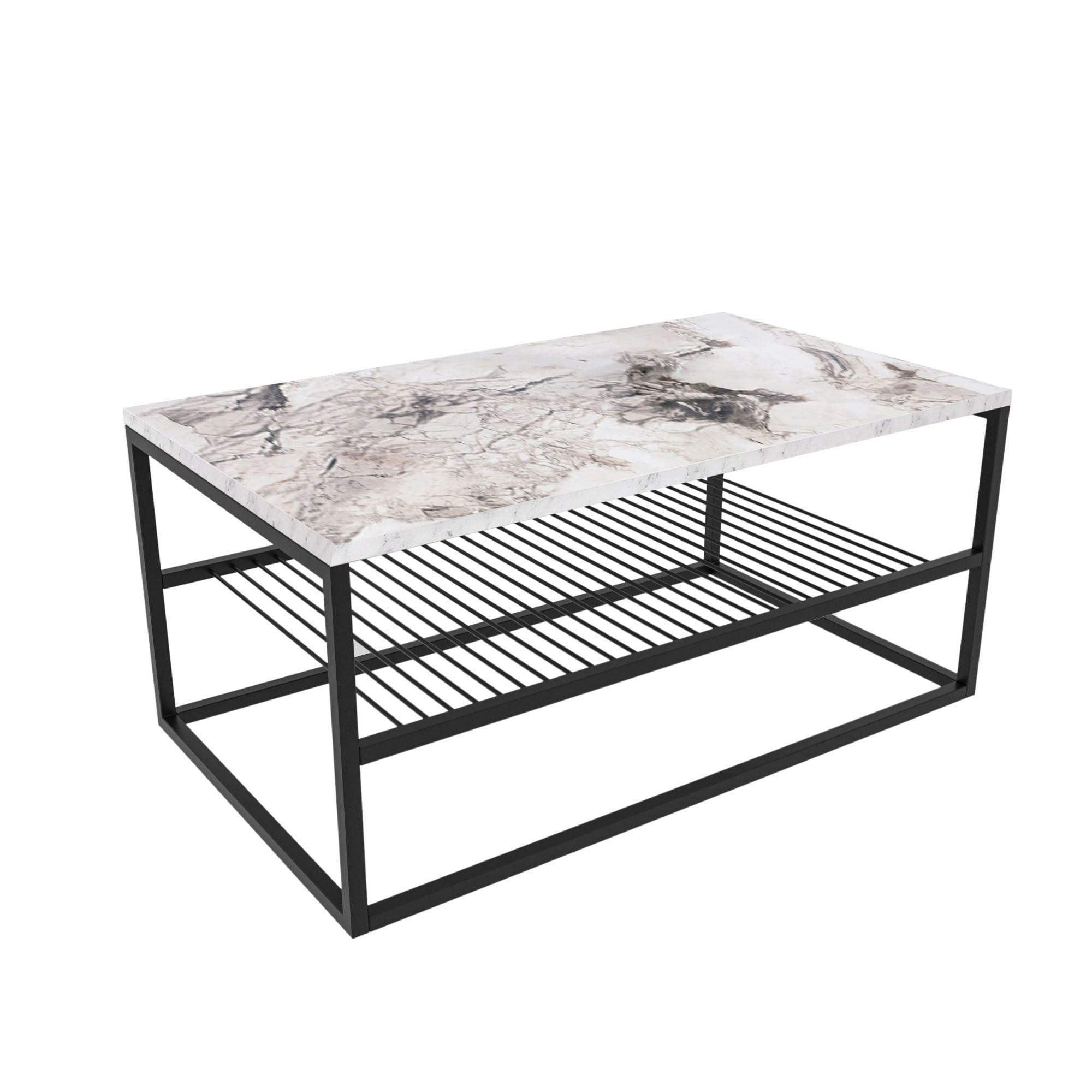 Masuta de cafea, Hanah Home, pal melaminat, alb si negru, 95x55x43 cm — imaginea 3