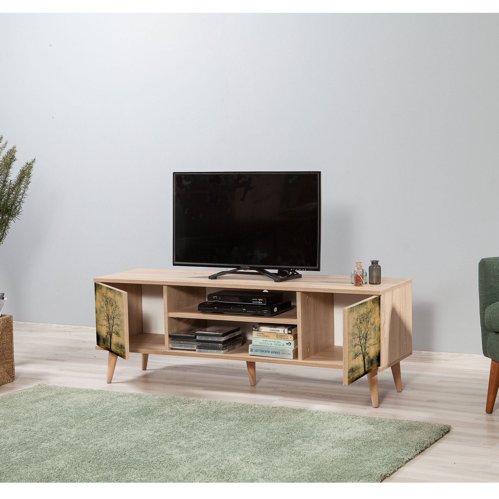 Comoda tv, Hanah Home, pal melaminat, stejar sonoma, 140x40x50 cm, 863SPH3019 — imaginea 6