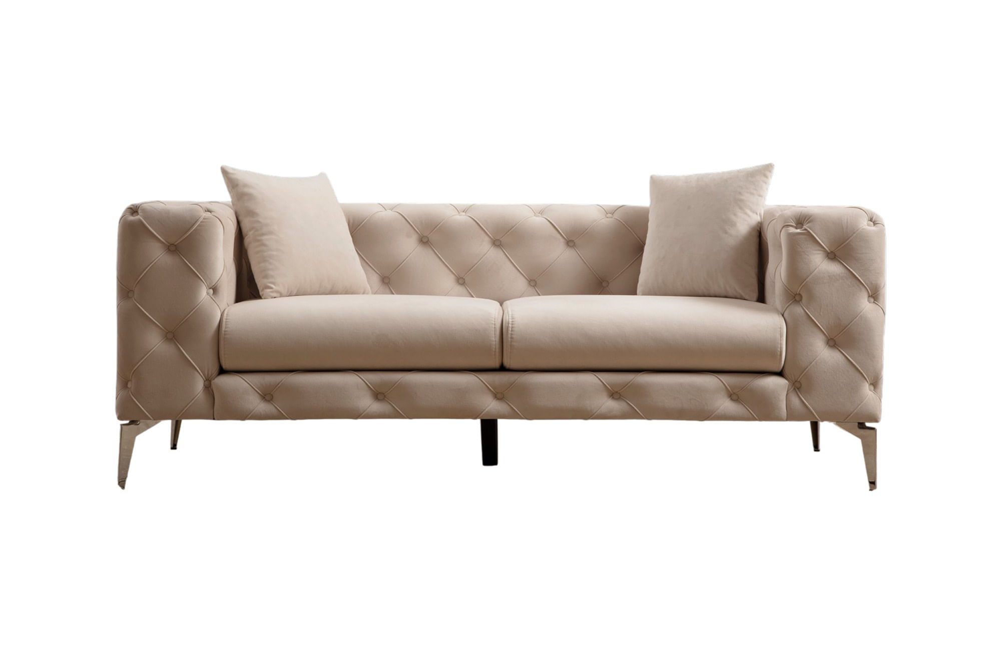 Canapea 2 locuri, Hanah Home, lemn fag si panouri aglomerate, ecru, 197x90x73 cm