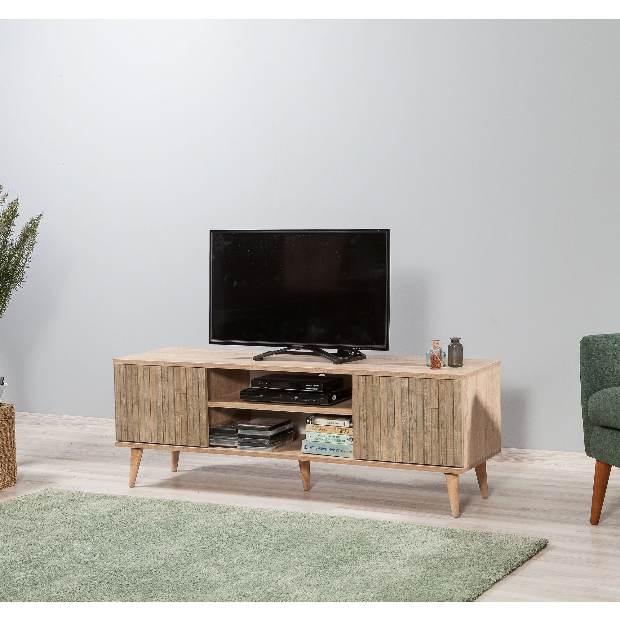 Comoda tv, Hanah Home, pal melaminat, stejar sonoma, 140x40x50 cm, 863SPH3018 — imaginea 4
