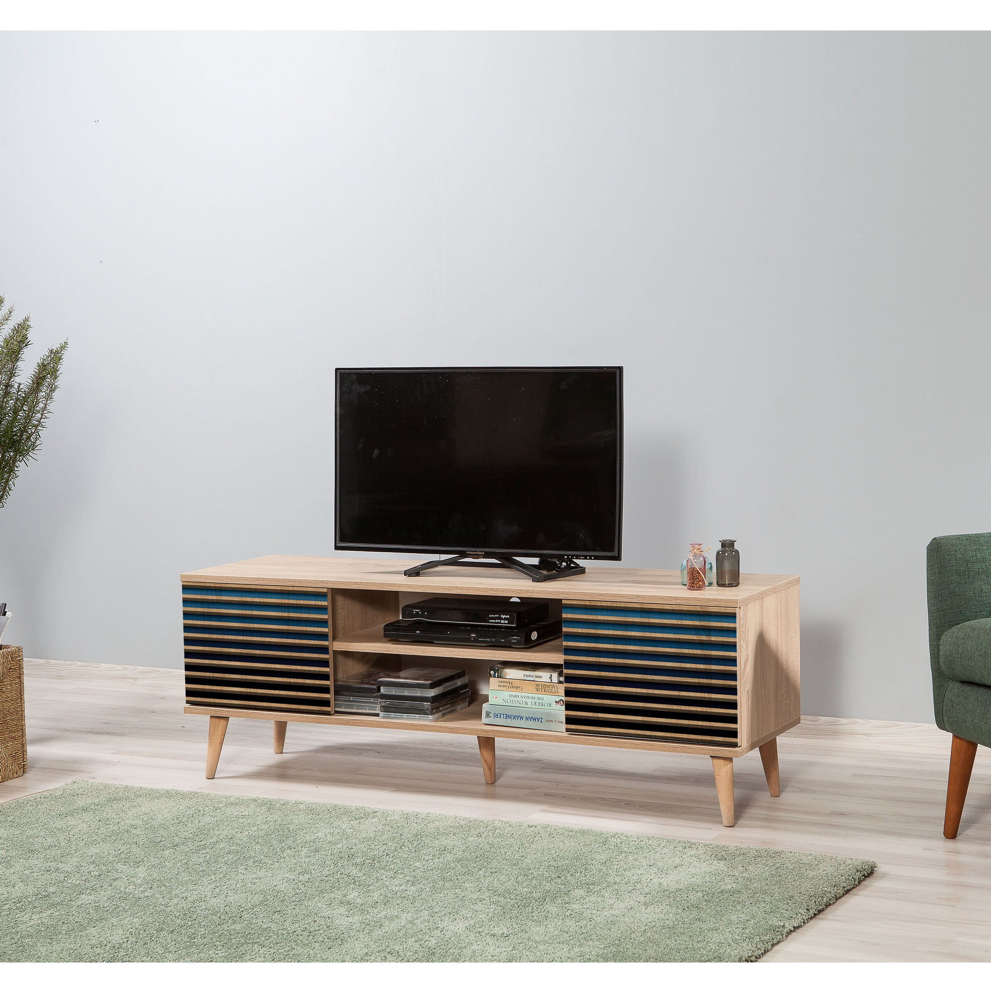 Comoda tv, Hanah Home, pal melaminat, stejar sonoma, 140x40x50 cm, 863SPH3031 — imaginea 7