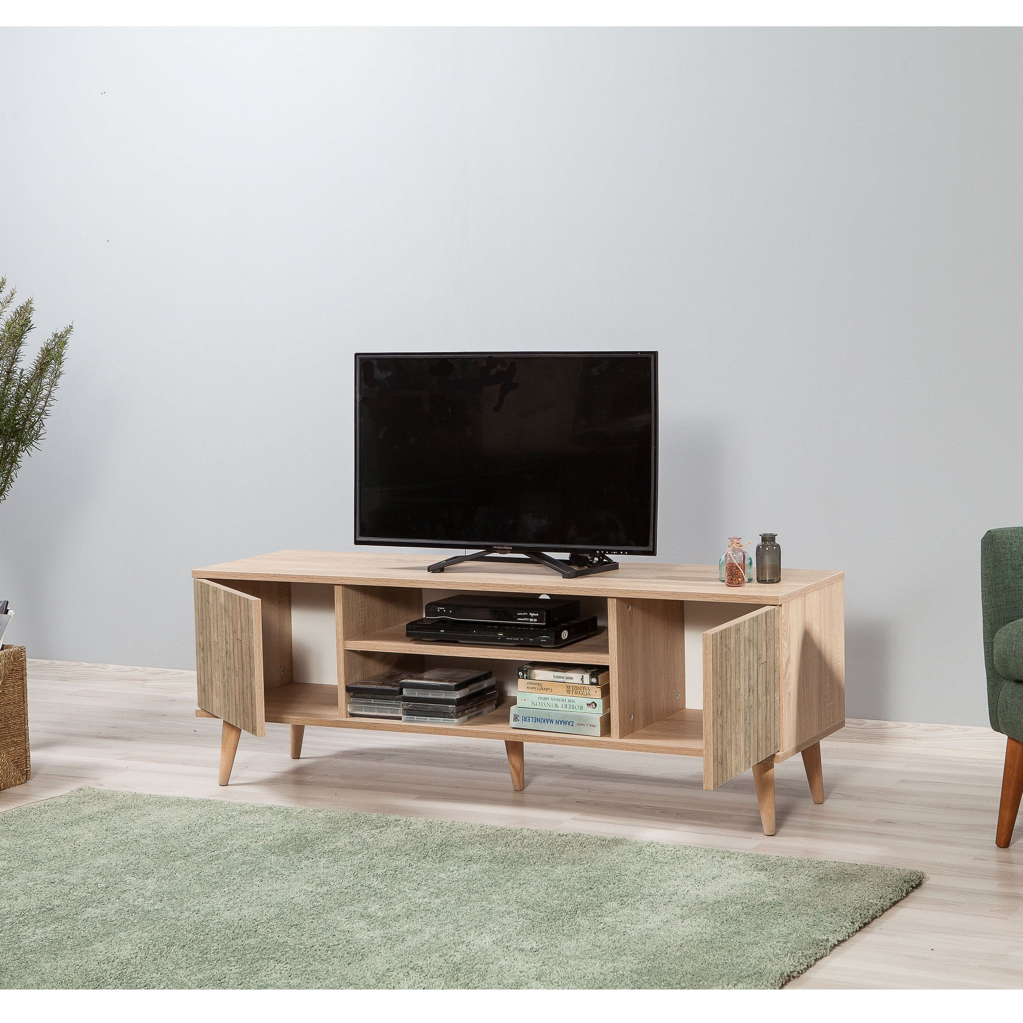 Comoda tv, Hanah Home, pal melaminat, stejar sonoma, 140x40x50 cm, 863SPH3018 — imaginea 6