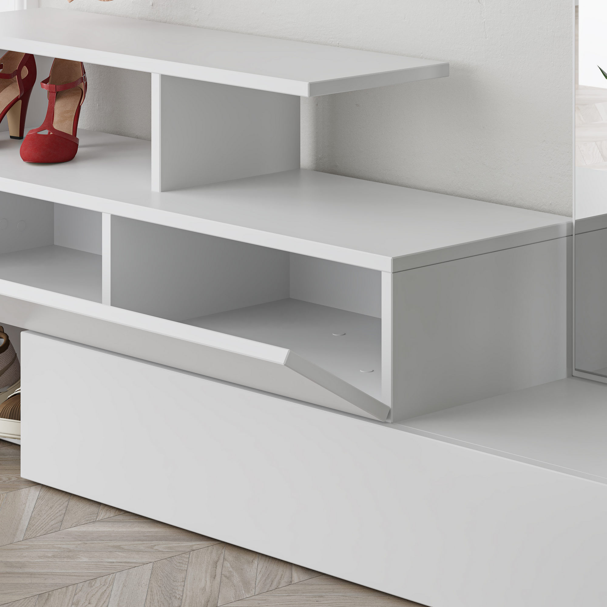 Cuier hol, Hanah Home, panou de particule melaminat, alb, 137x54.5x35 cm — imaginea 5