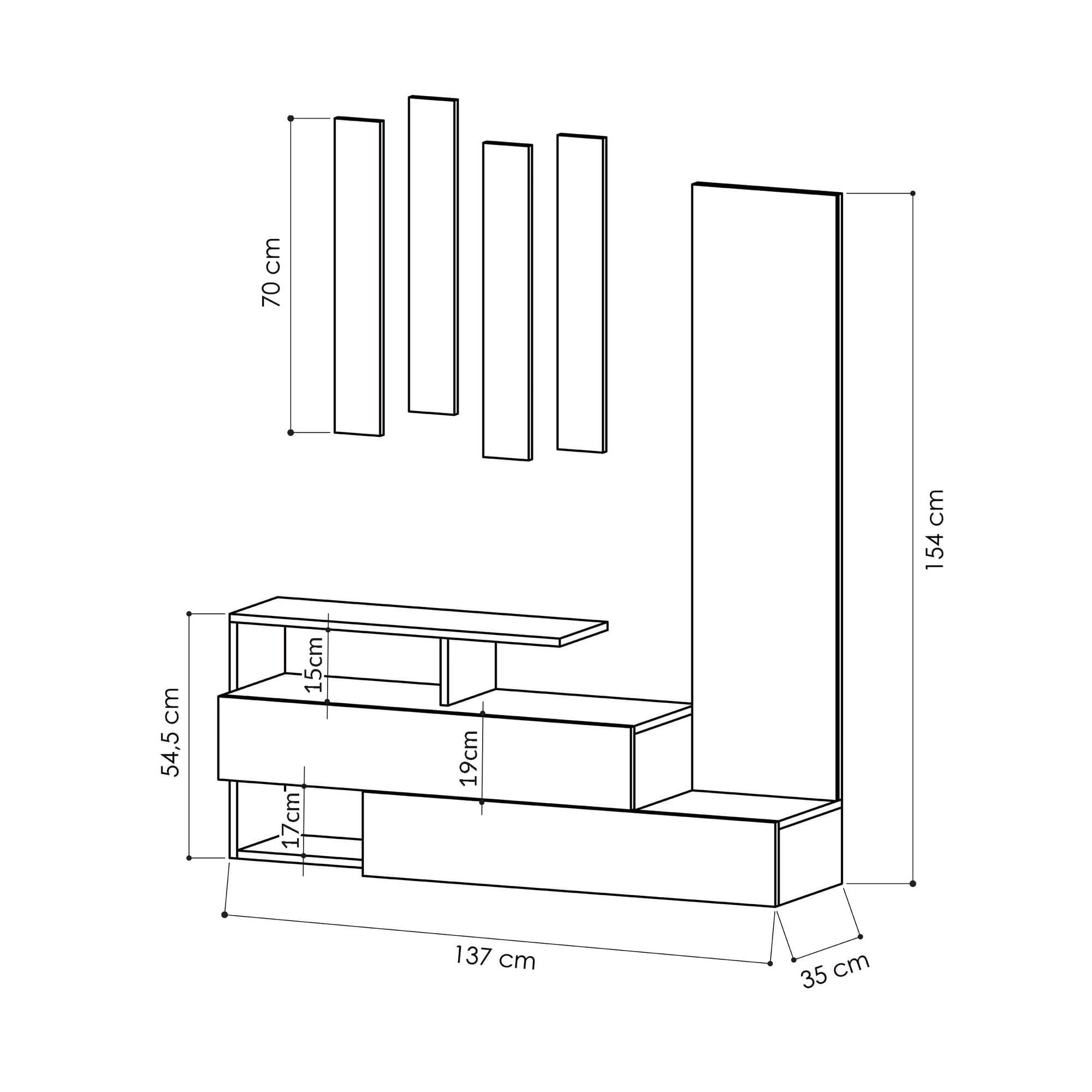 Cuier hol, Hanah Home, panou de particule melaminat, alb, 137x54.5x35 cm — imaginea 7