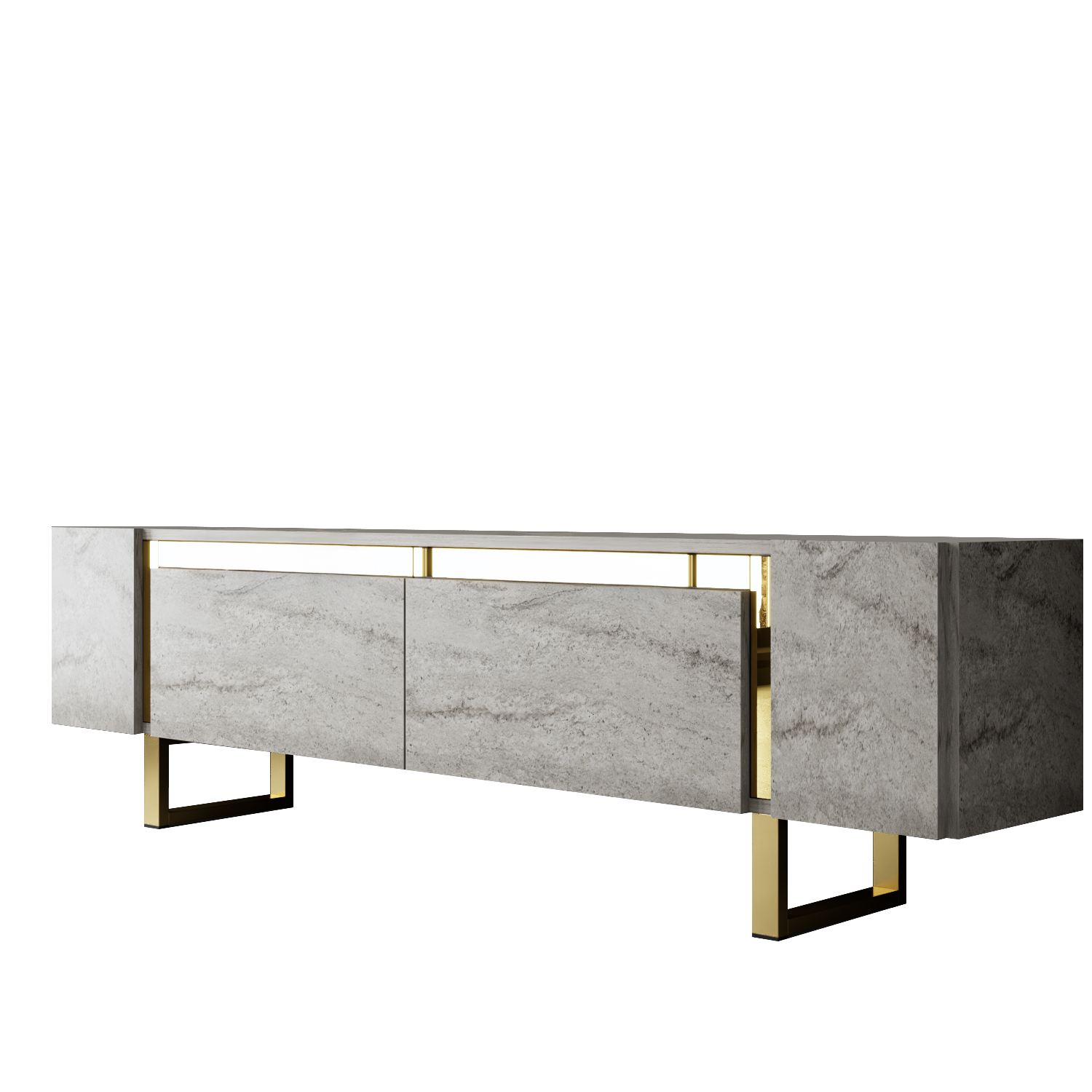 Comoda tv, Hanah Home, pal melaminat, travertin auriu, 180x50x30 cm
