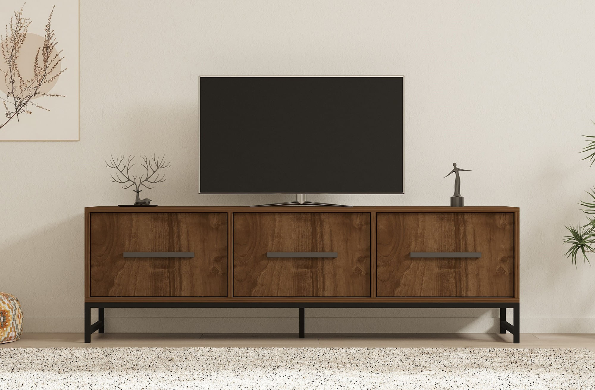 Comoda tv, Hanah Home, pal melaminat, nuc, 160x40x50 cm, 835PUQ4492 — imaginea 3