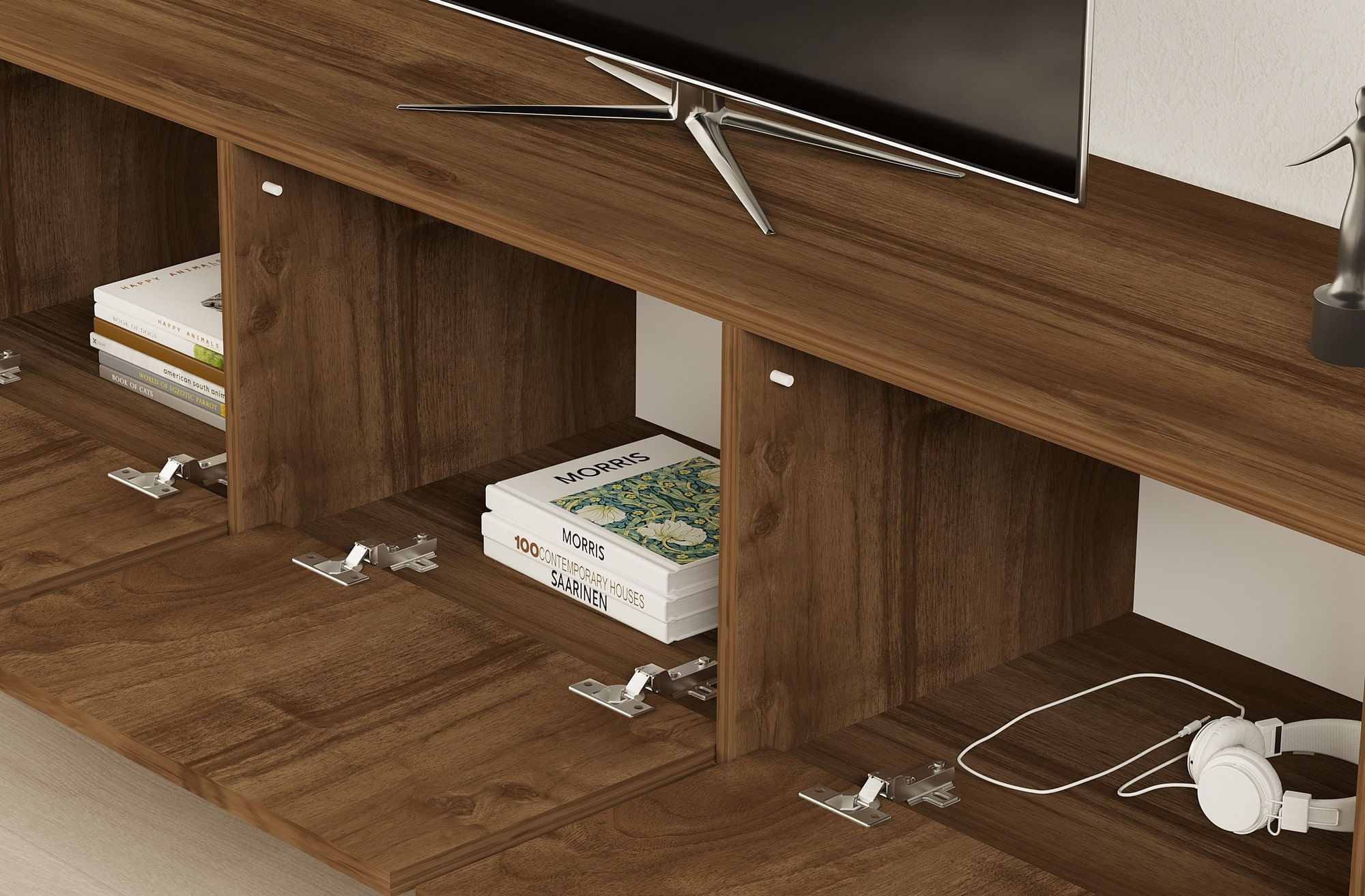 Comoda tv, Hanah Home, pal melaminat, nuc, 160x40x50 cm, 835PUQ4492 — imaginea 5