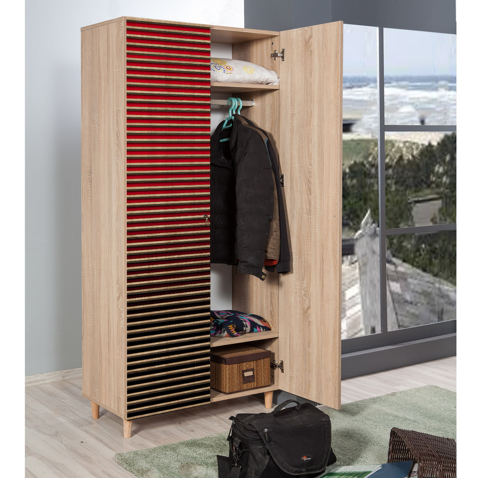 Sifonier, Hanah Home, pal melaminat, stejar sonoma, 90x52x192 cm, 869VEL4234 — imaginea 5