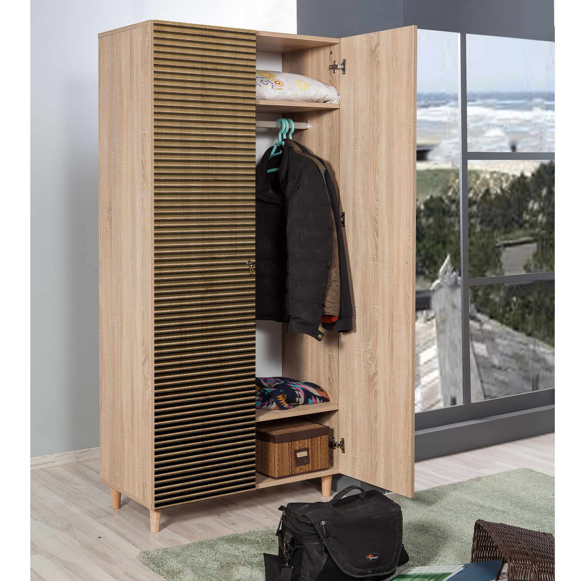 Sifonier, Hanah Home, pal melaminat, stejar sonoma, 90x52x192 cm, 869VEL4233 — imaginea 5