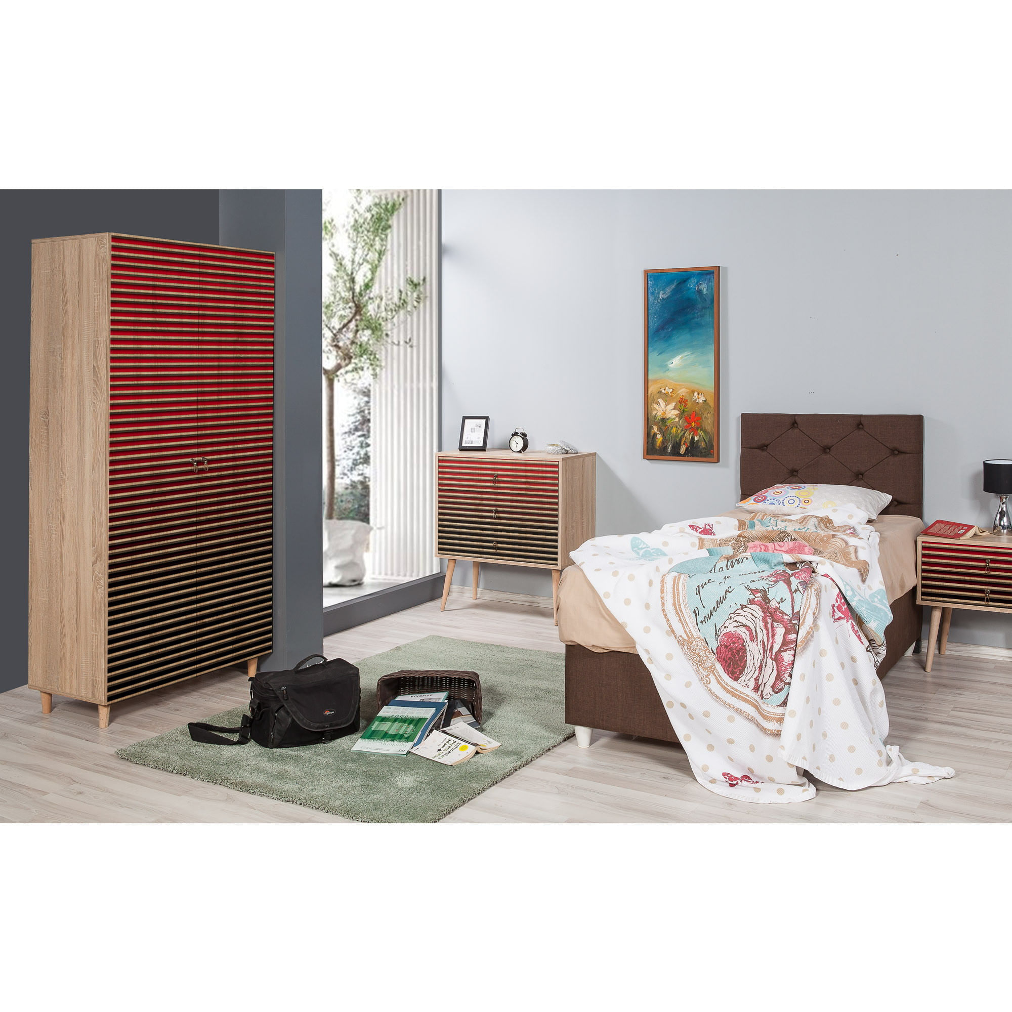 Sifonier, Hanah Home, pal melaminat, stejar sonoma, 90x52x192 cm, 869VEL4234 — imaginea 7