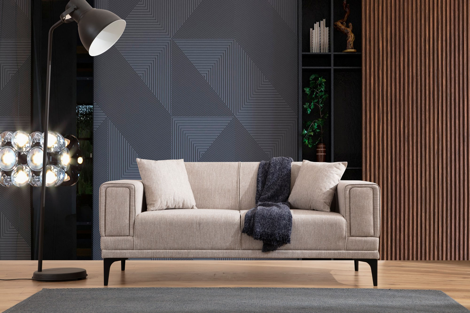Canapea 2 locuri, Atelier Del Sofa, lemn fag si pal, maro deschis, 170x85x77 cm — imaginea 7