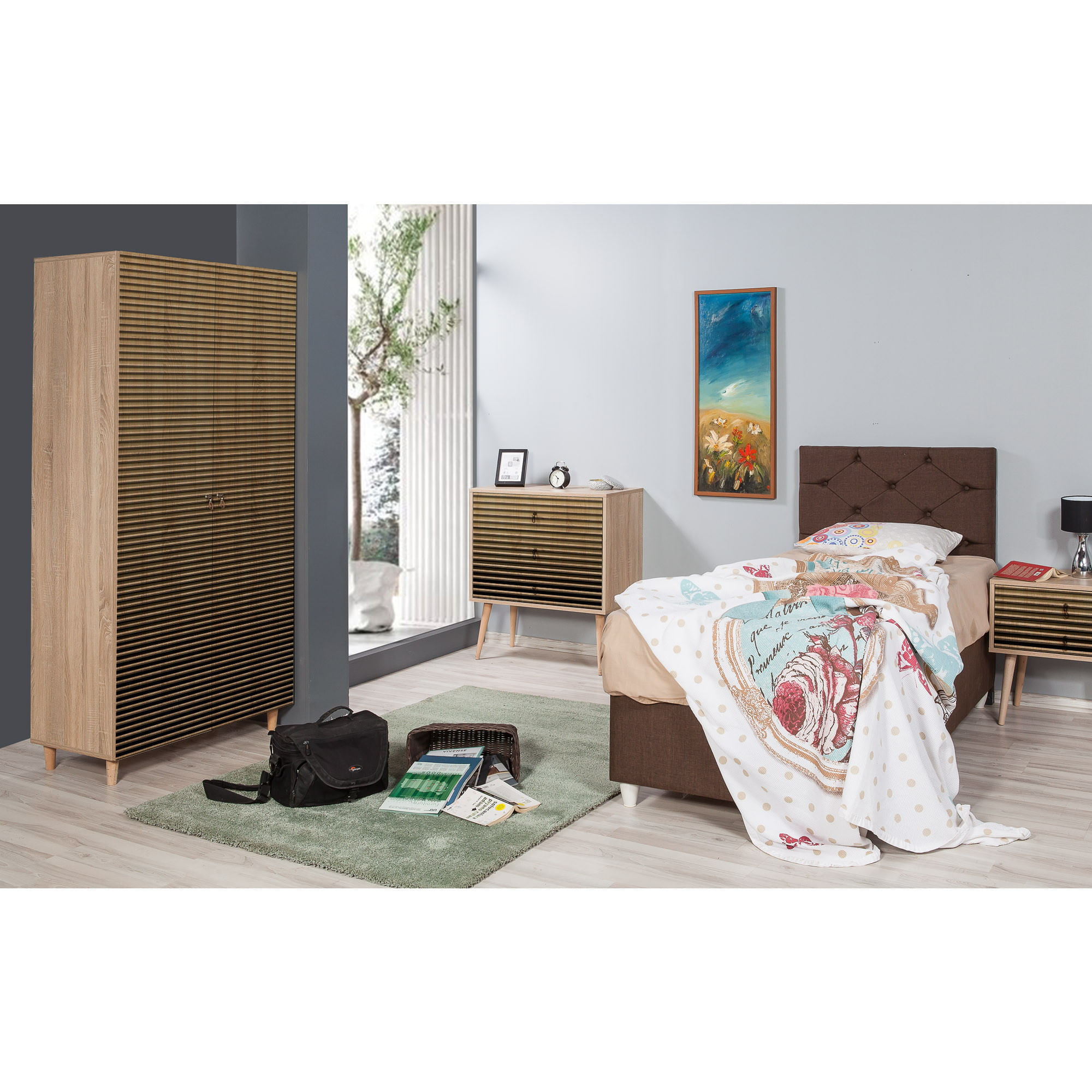 Sifonier, Hanah Home, pal melaminat, stejar sonoma, 90x52x192 cm, 869VEL4233 — imaginea 7