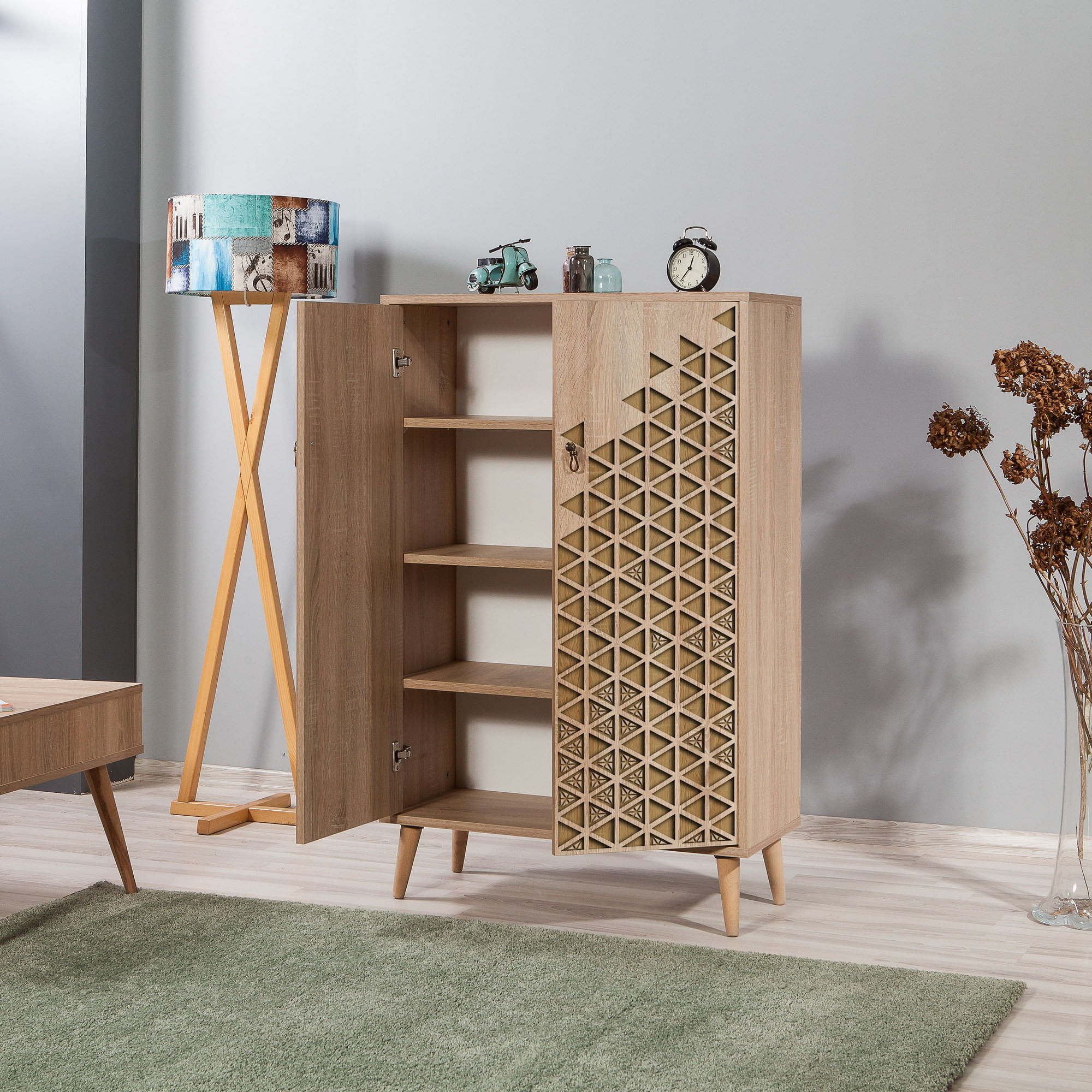 Dulap multifunctional, Hanah Home, pal melaminat, stejar sonoma, 80x36x127 cm, 869VEL3972 — imaginea 4