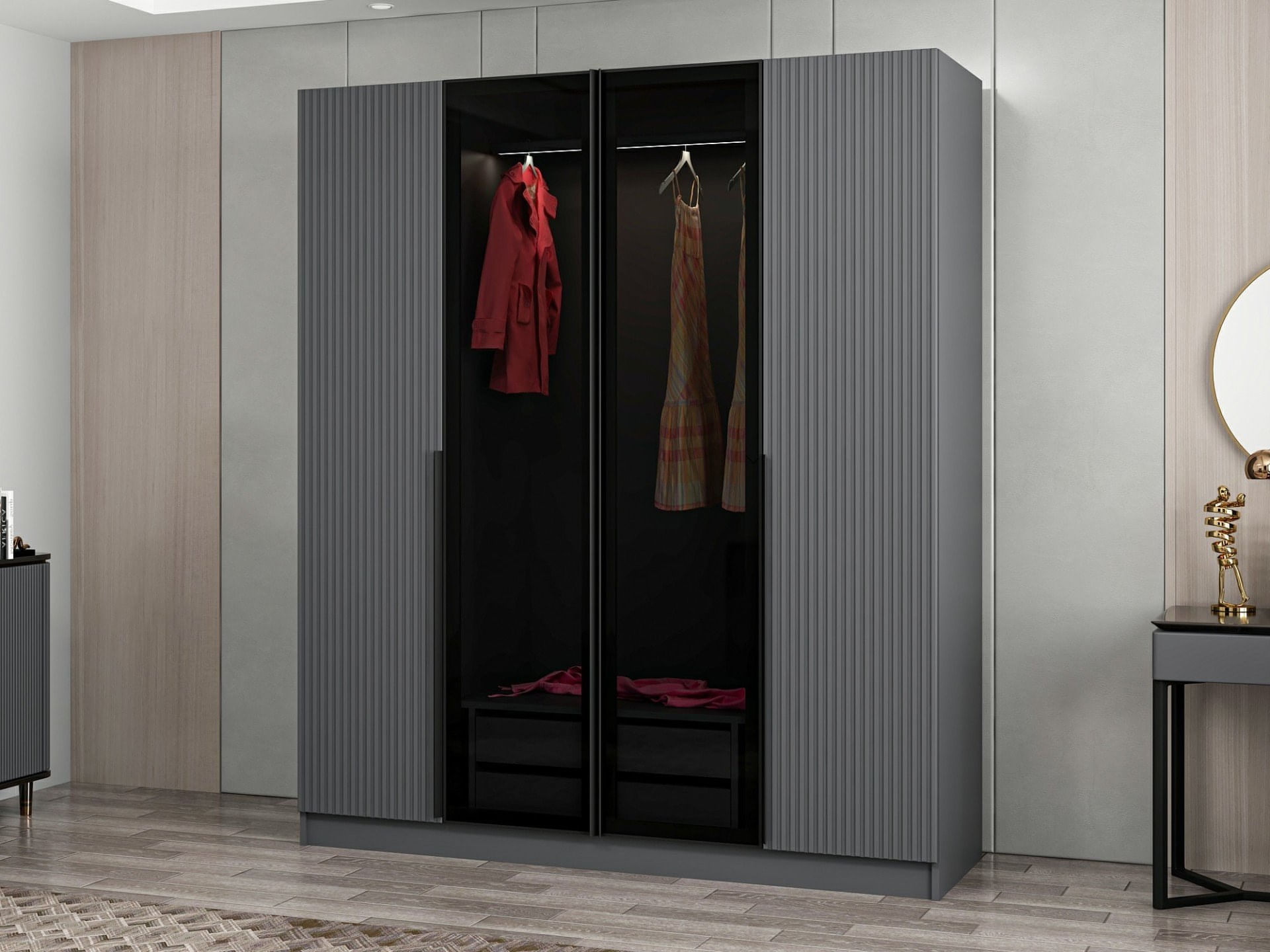 Dulap, Hanah Home, pal melaminat, fume, 180x52x210 cm, 506MNR2494 — imaginea 4