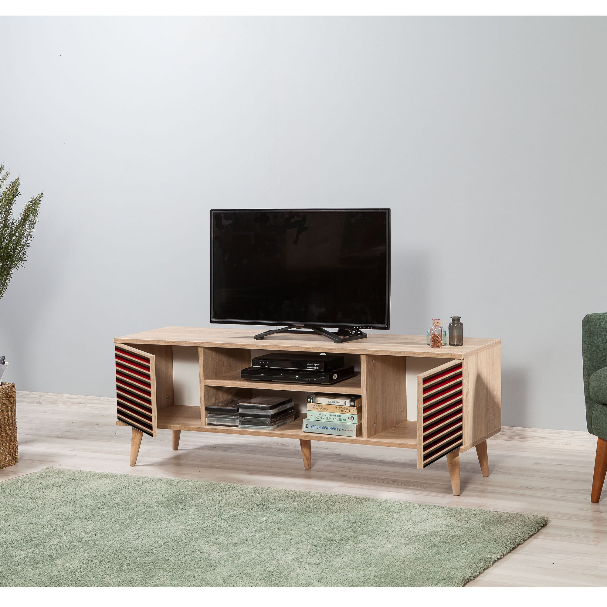 Comoda tv, Hanah Home, pal melaminat, stejar sonoma, 140x40x50 cm, 863SPH3030 — imaginea 6