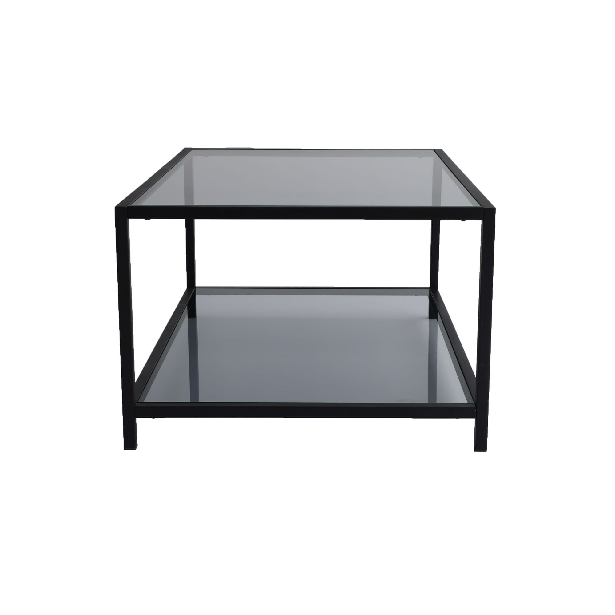 Masuta de cafea, Hanah Home, sticla securizata si metal, fum si negru, 90x60x40 cm — imaginea 2