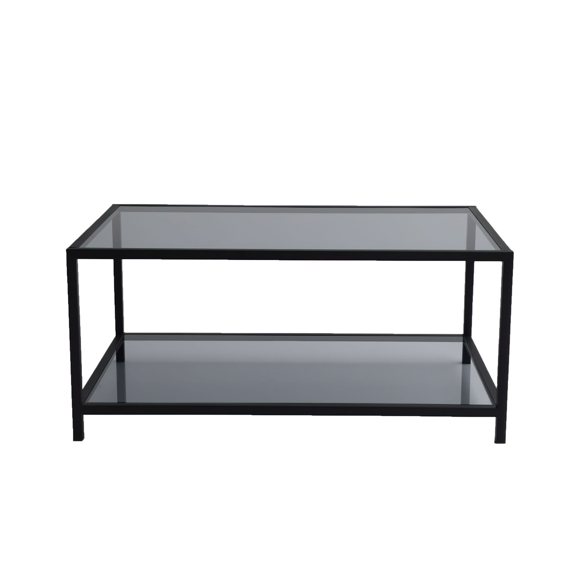 Masuta de cafea, Hanah Home, sticla securizata si metal, fum si negru, 90x60x40 cm — imaginea 3