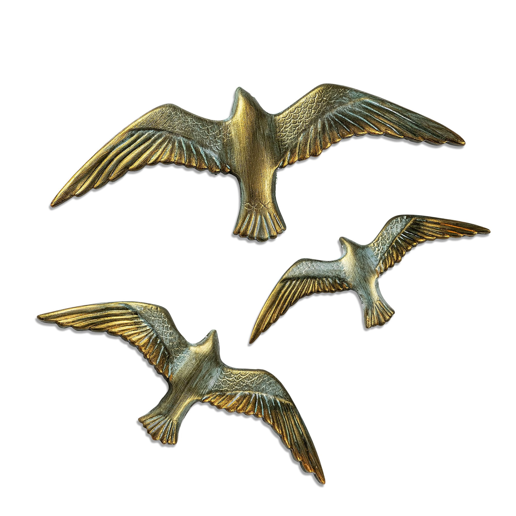 Decoratiune de perete, Aberto Design, poliester, auriu, set 3 bucati, 30x11 cm, 24x9 cm, 19x7 cm