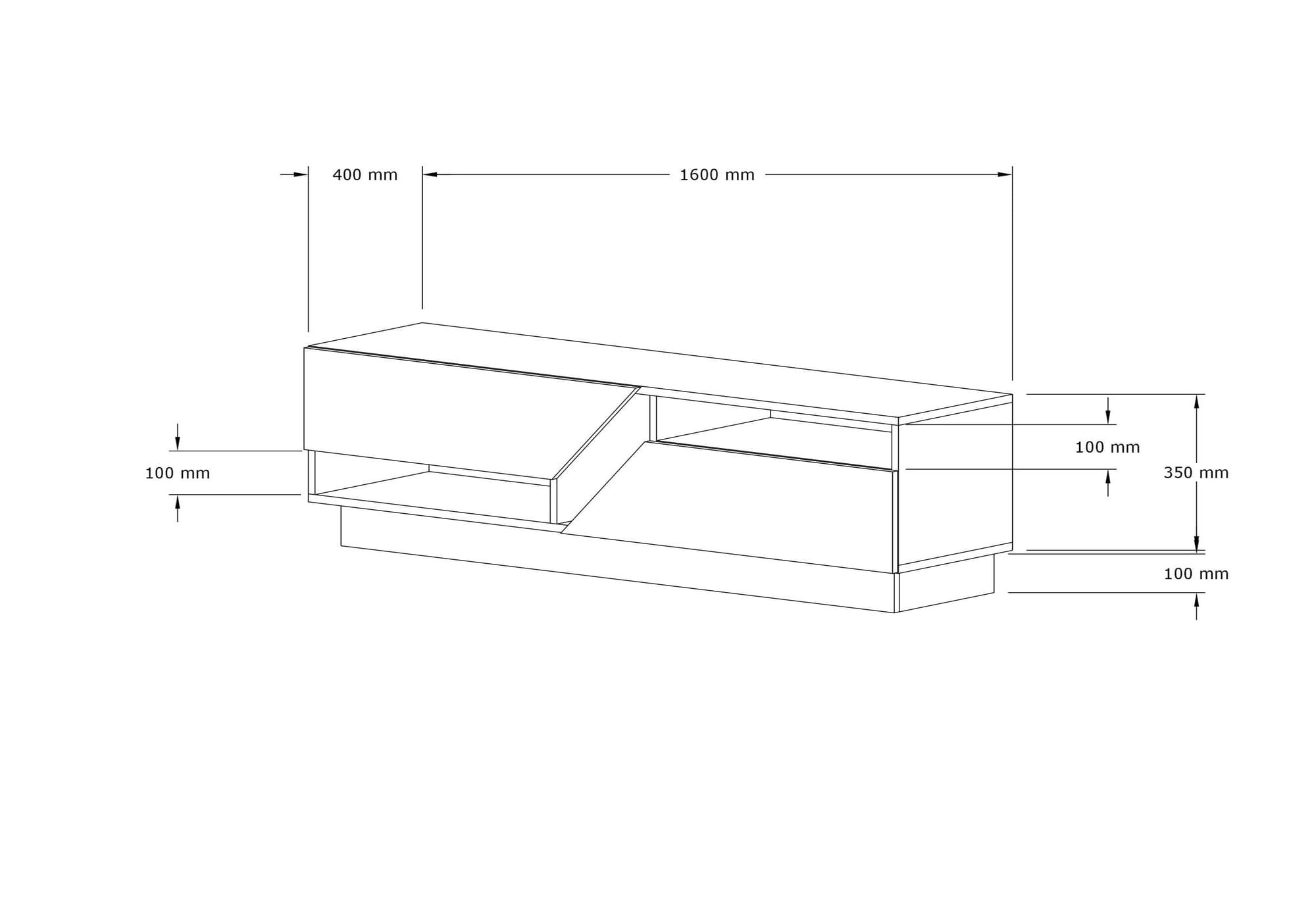 Comoda tv, Hanah Home, pal melaminat, travertin, 160x45x40 cm — imaginea 5