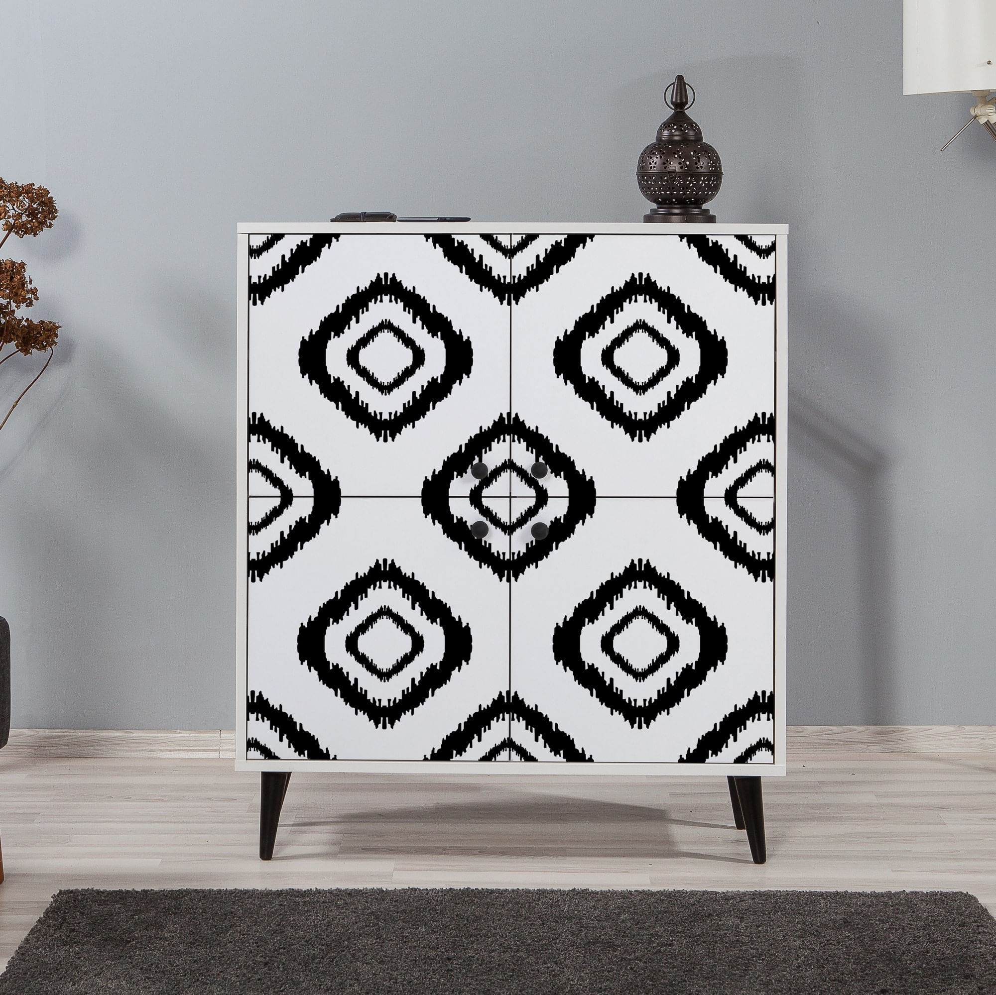 Dulap multifunctional, Hanah Home, pal melaminat, alb negru, 95x36x111 cm, 869VEL3987 — imaginea 4