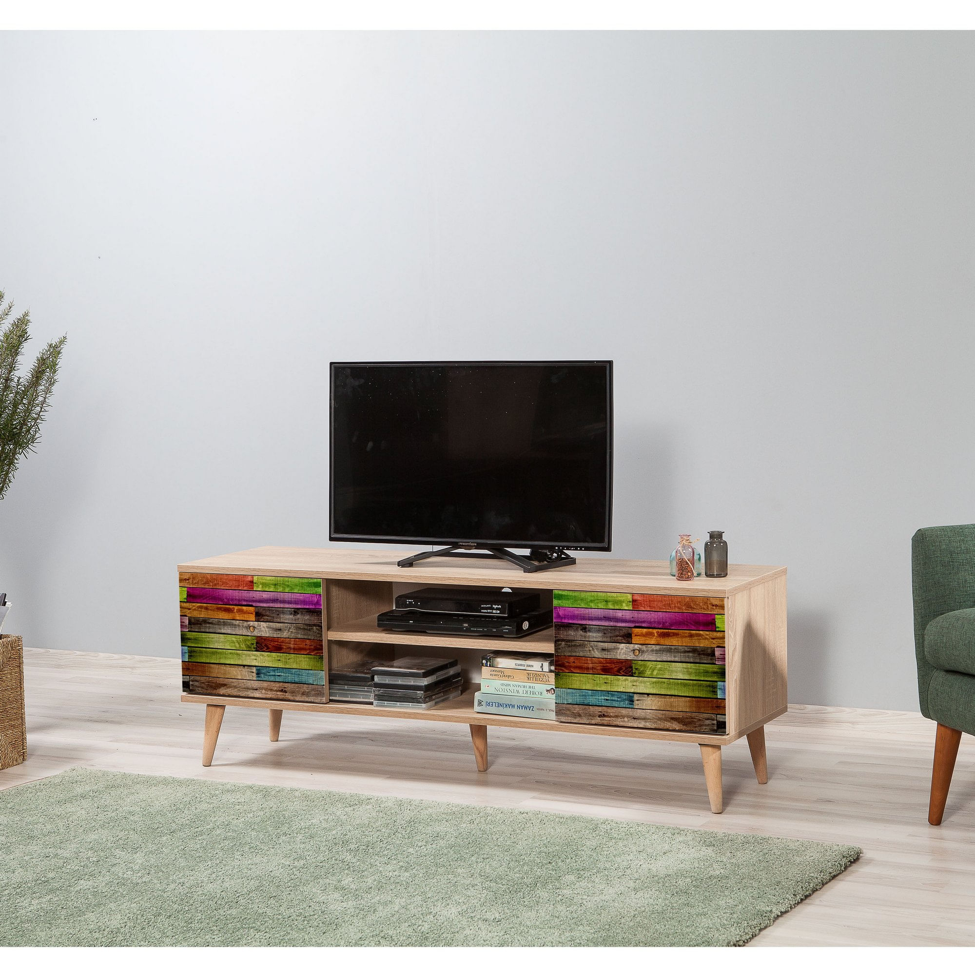 Comoda tv, Hanah Home, pal melaminat, stejar sonoma, 140x40x50 cm, 863SPH3016 — imaginea 4