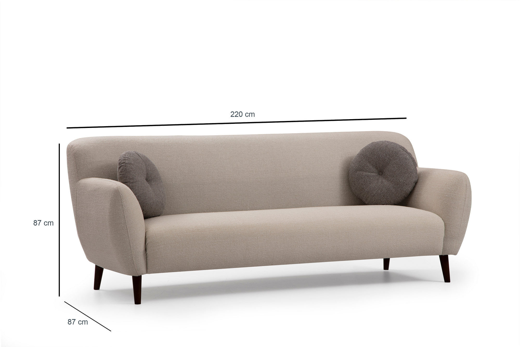 Canapea 3 locuri, Hanah Home, lemn fag si pal, bej, 220x87x87 cm — imaginea 8