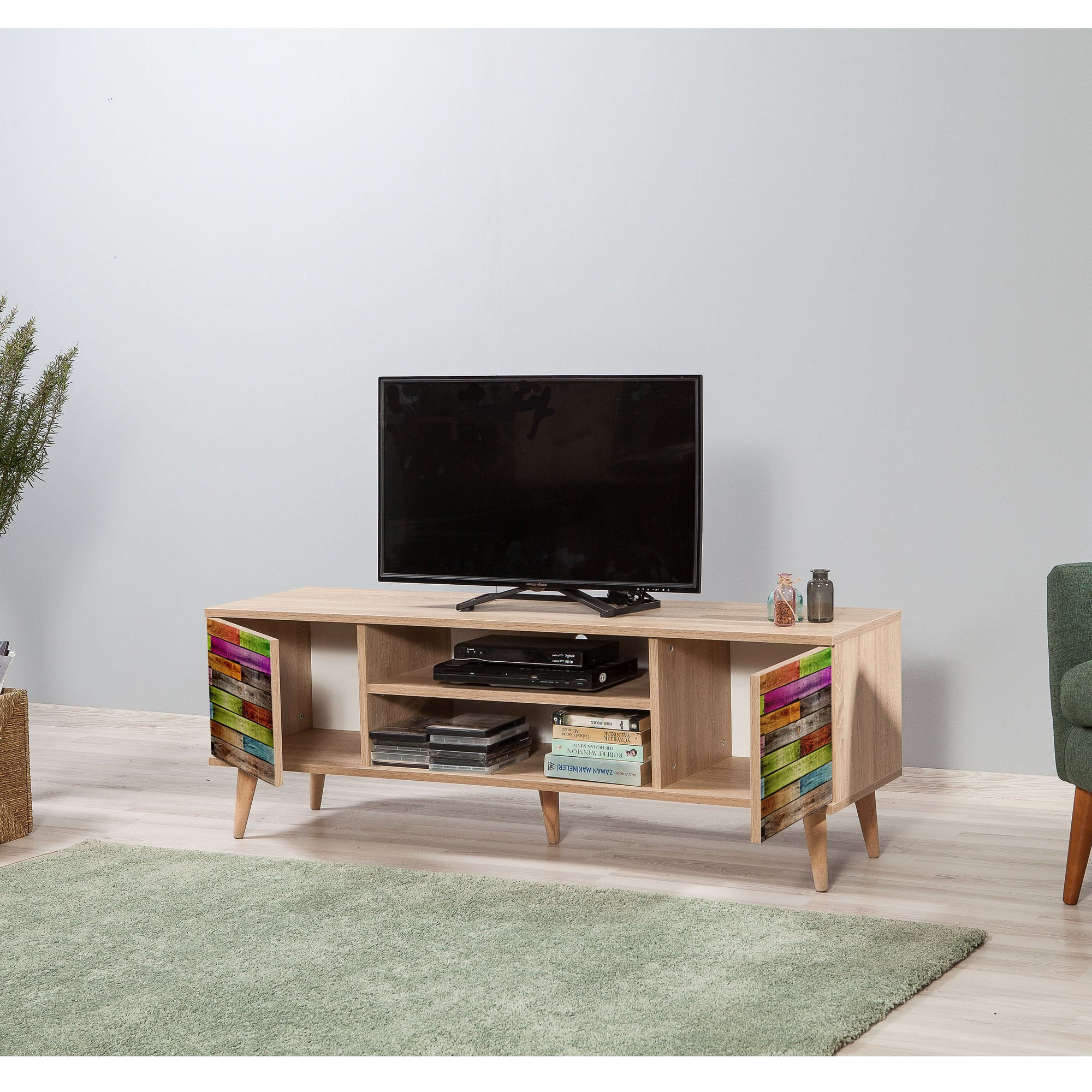 Comoda tv, Hanah Home, pal melaminat, stejar sonoma, 140x40x50 cm, 863SPH3016 — imaginea 6