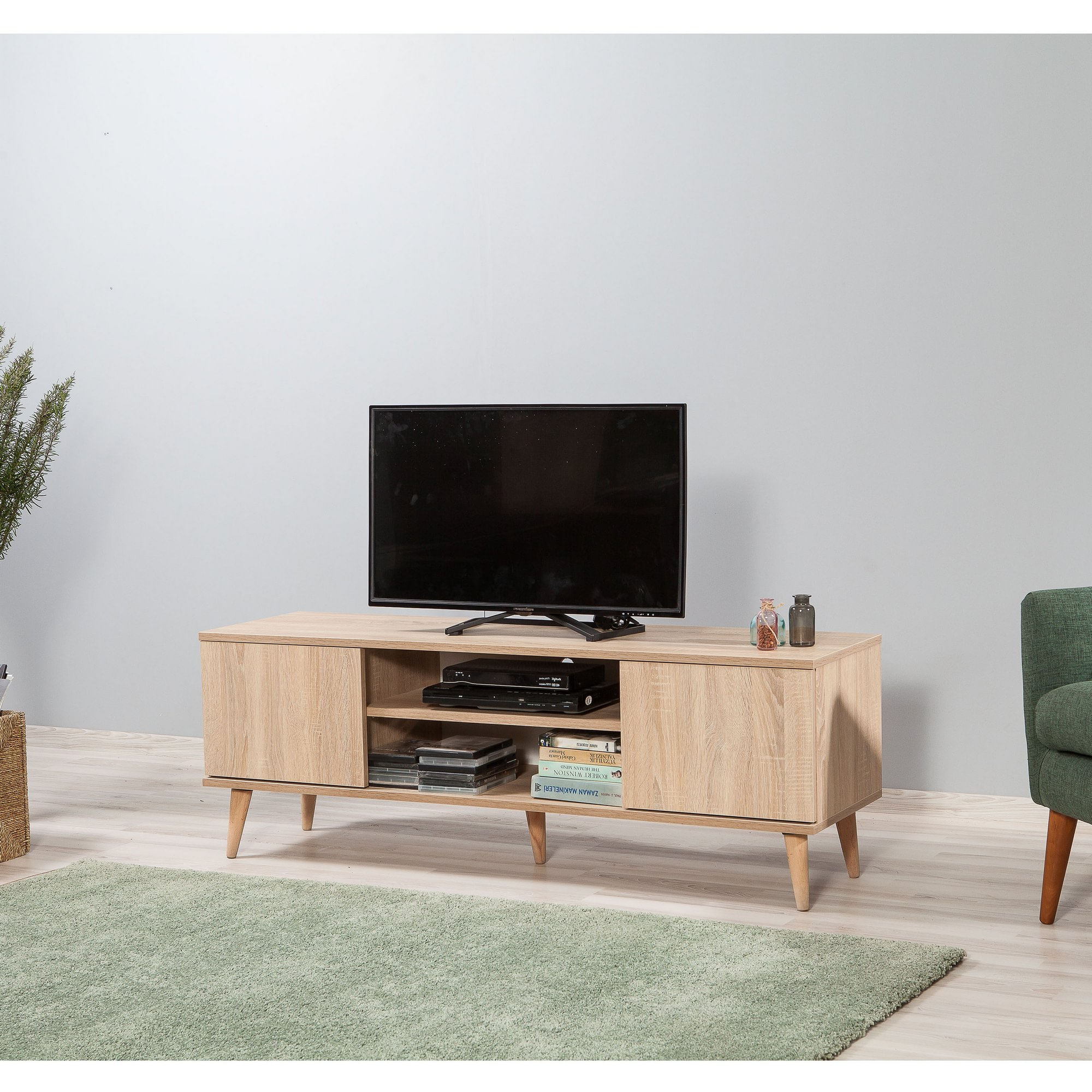 Comoda tv, Hanah Home, pal melaminat, stejar sonoma, 140x40x50 cm, 863SPH3015 — imaginea 4